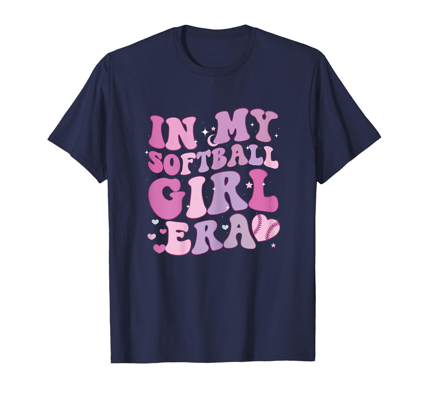 In My Softball Girl Era Funny Softball Girl Groovy Retro T-Shirt