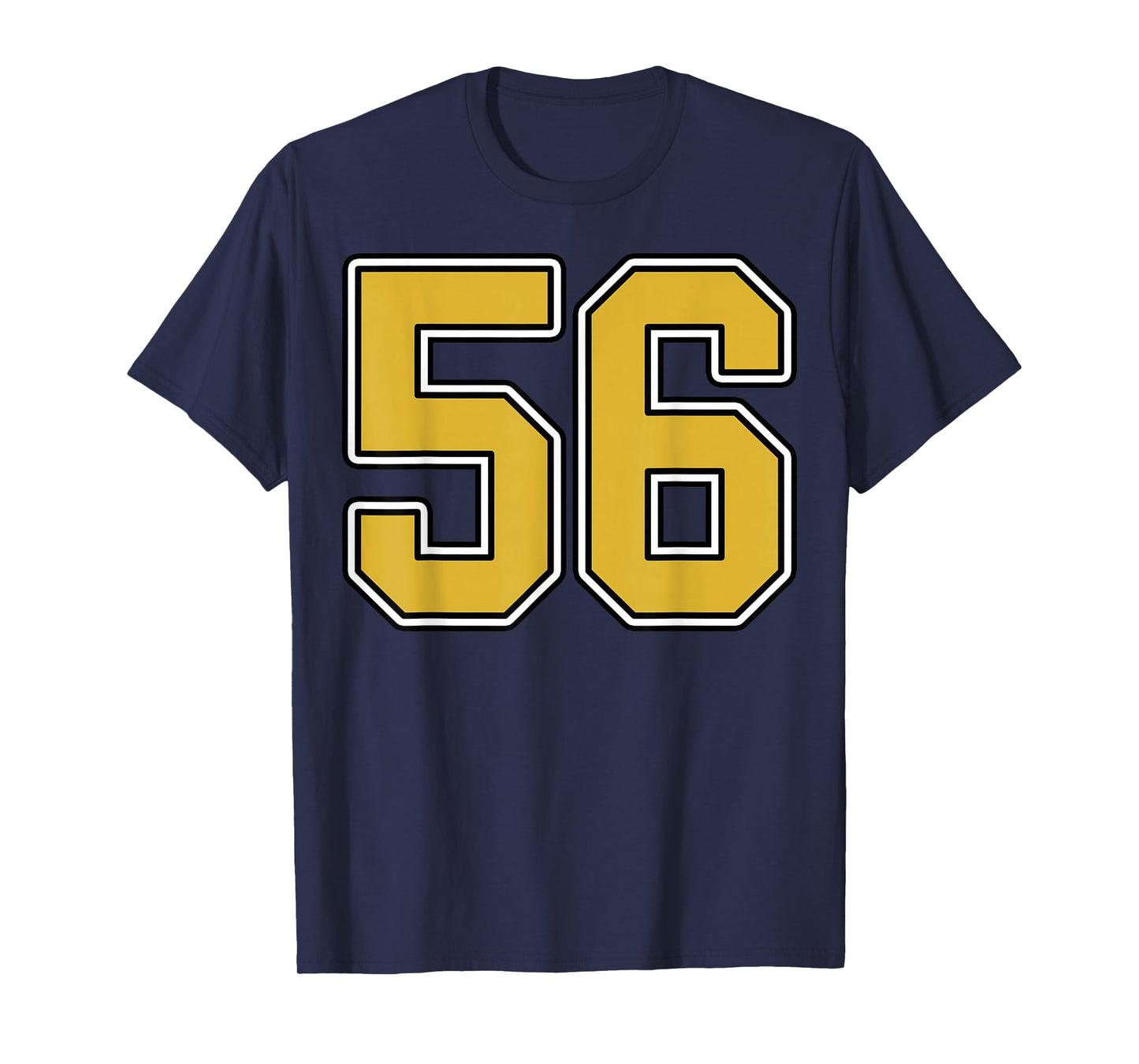 Old Gold Black White Sports Number 56 Jersey Uniform Player T-Shirt