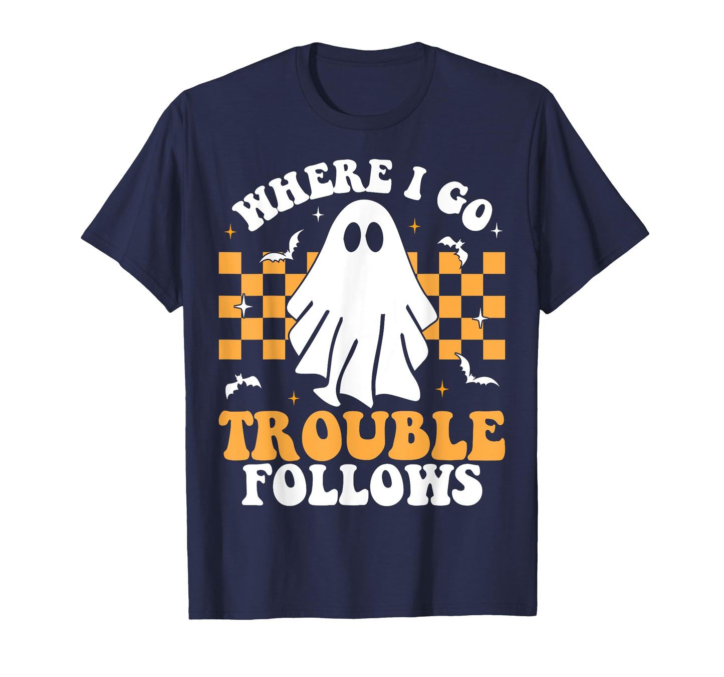 Where I Go Trouble Follows Matching Halloween Pajama Couples T-Shirt