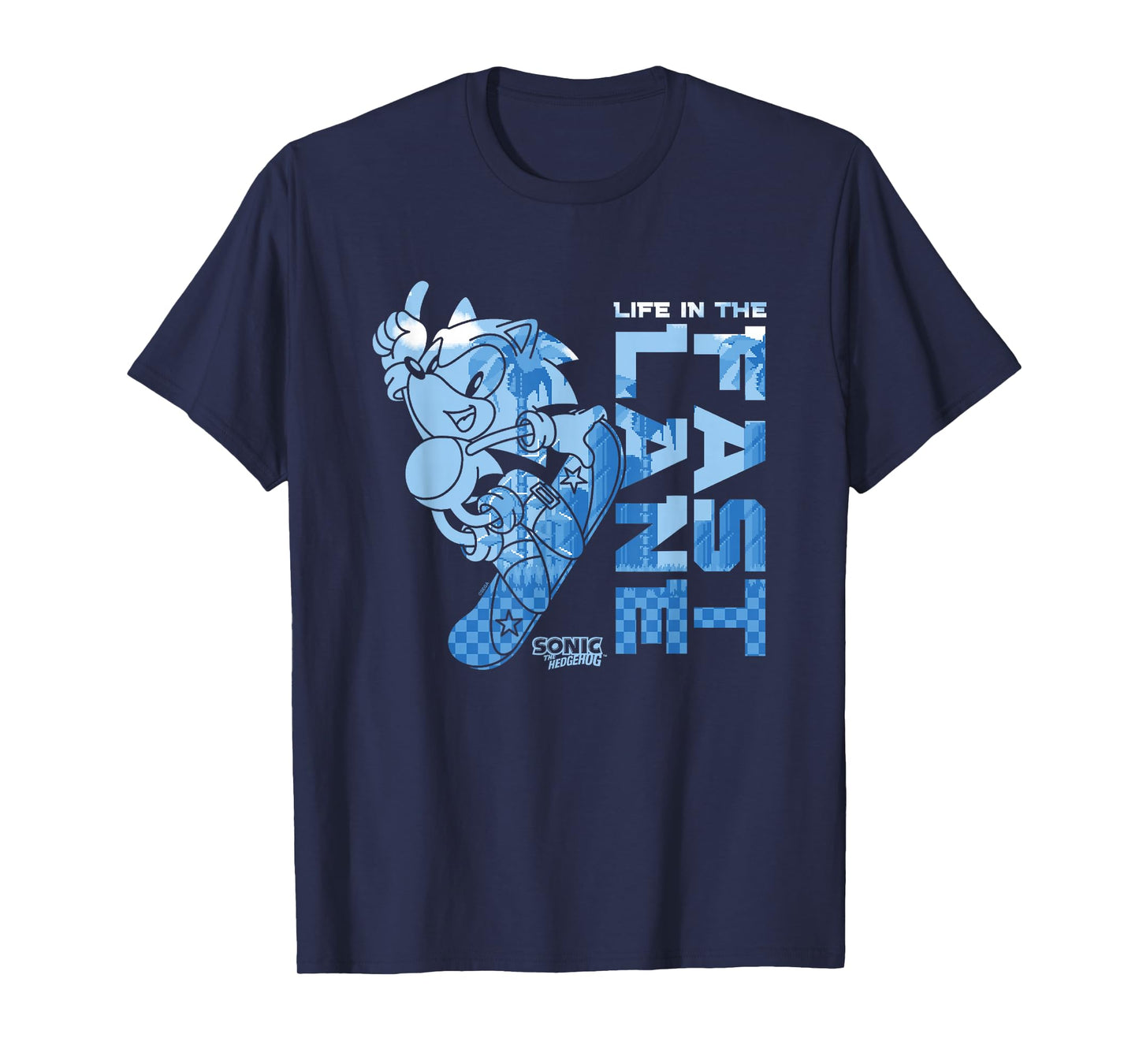 Sonic The Hedgehog Life in the Fast Lane Snowboarding Retro T-Shirt