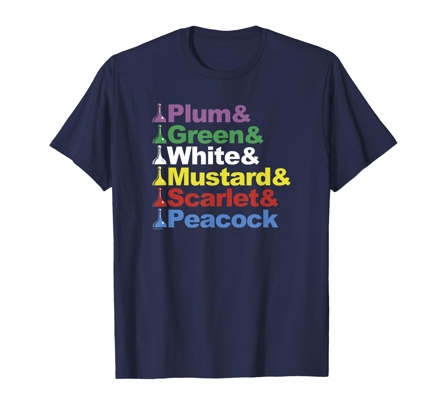 Clue Character Name Stack Game Pieces Big Text Logo T-Shirt
