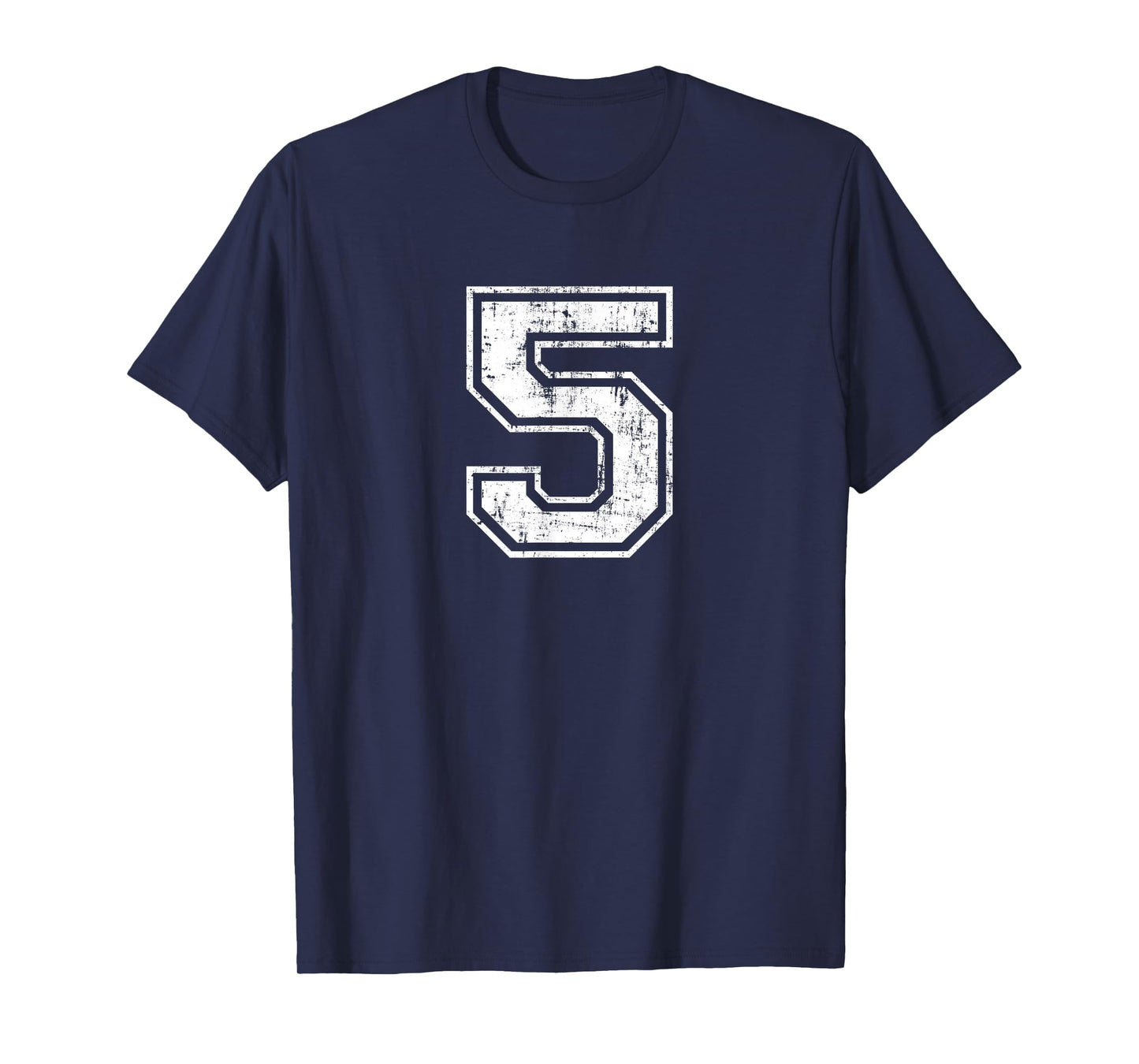 Number 5 Distressed Vintage Five Sports Training Practice T-Shirt
