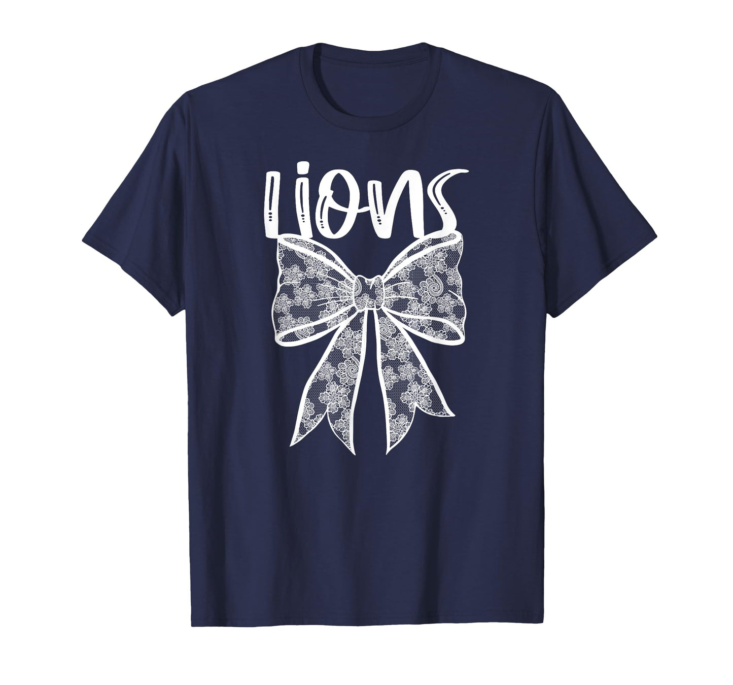 Lions Coquette Aesthetic Girly Team Mascot Lace Bow Preppy T-Shirt