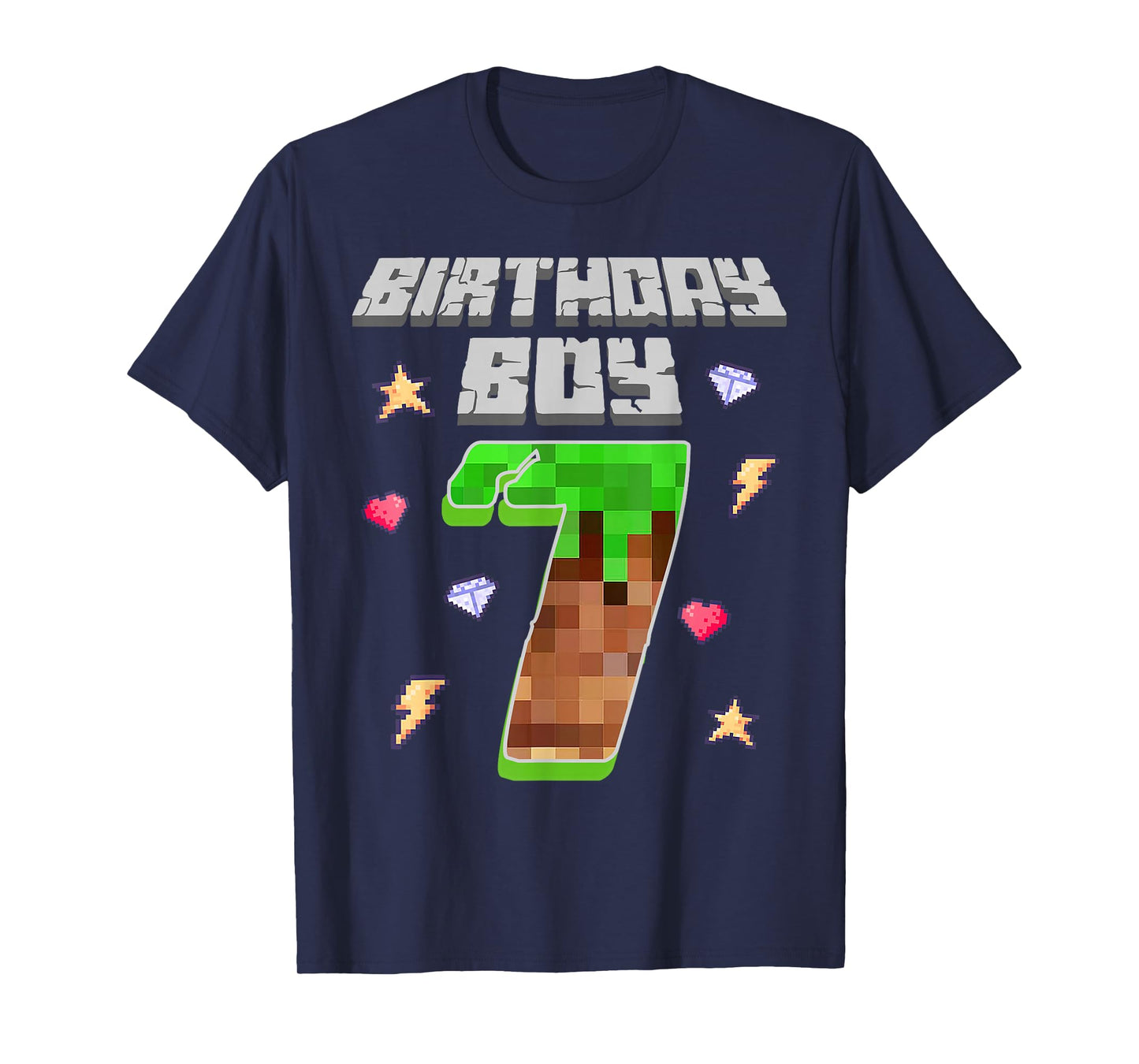 It's My 7th Birthday Boy Seven 7 Year Old Pixel Gaming Party T-Shirt