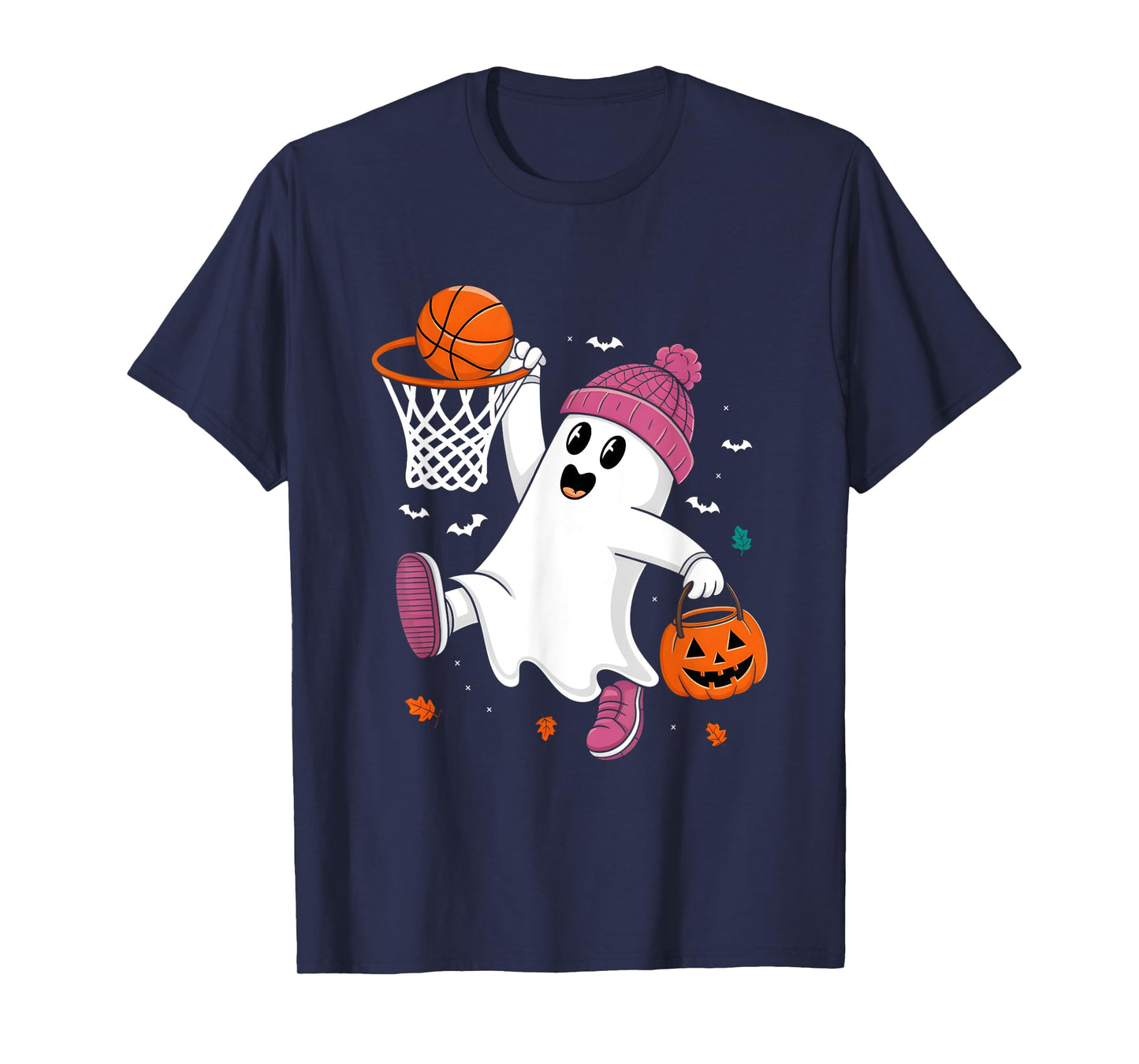 Funny Halloween Ghost Dunking Basketball Costume Boys Kids T-Shirt