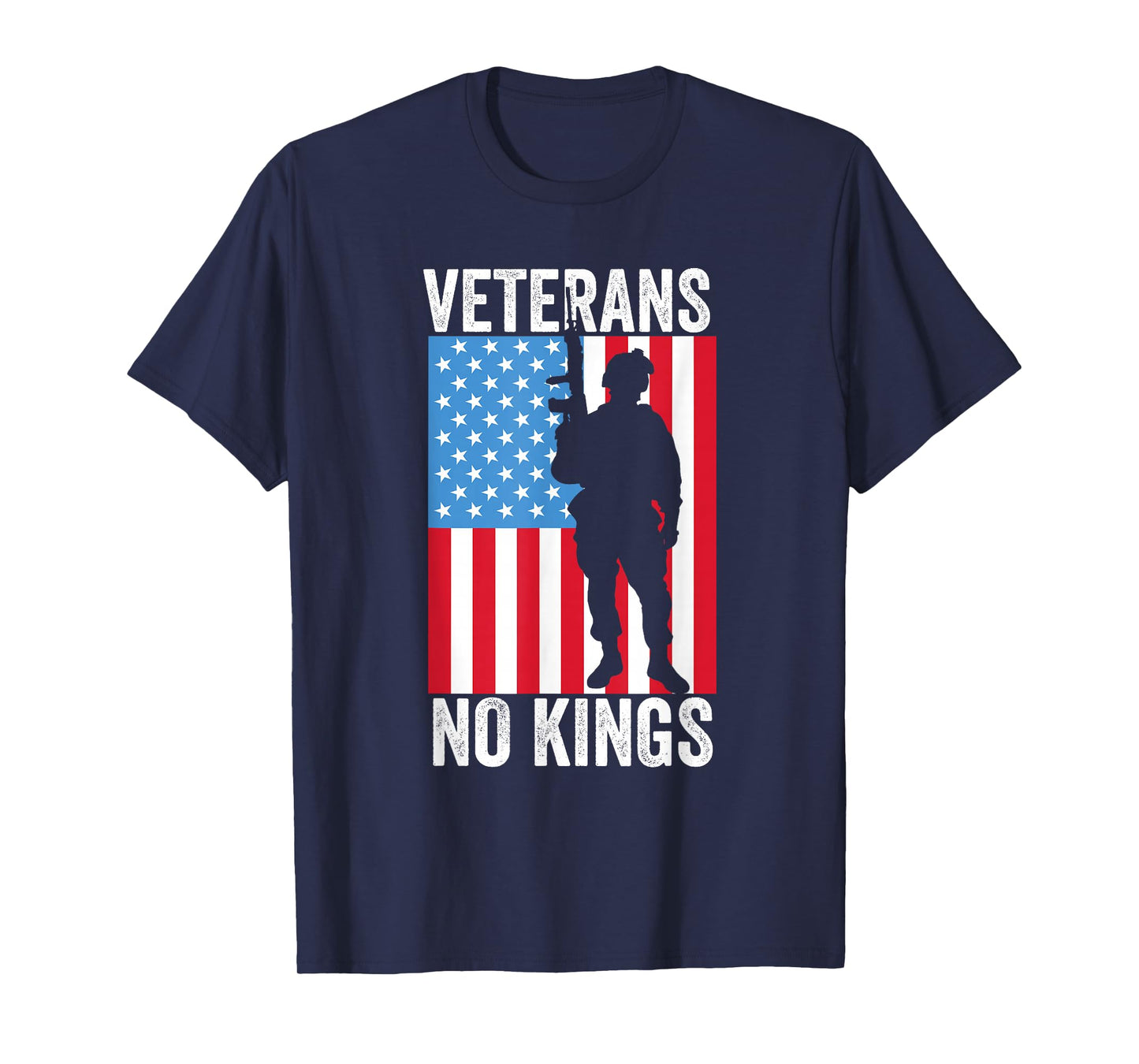 Veterans No Kings Vintage Patriotic American Flag Retro Men T-Shirt