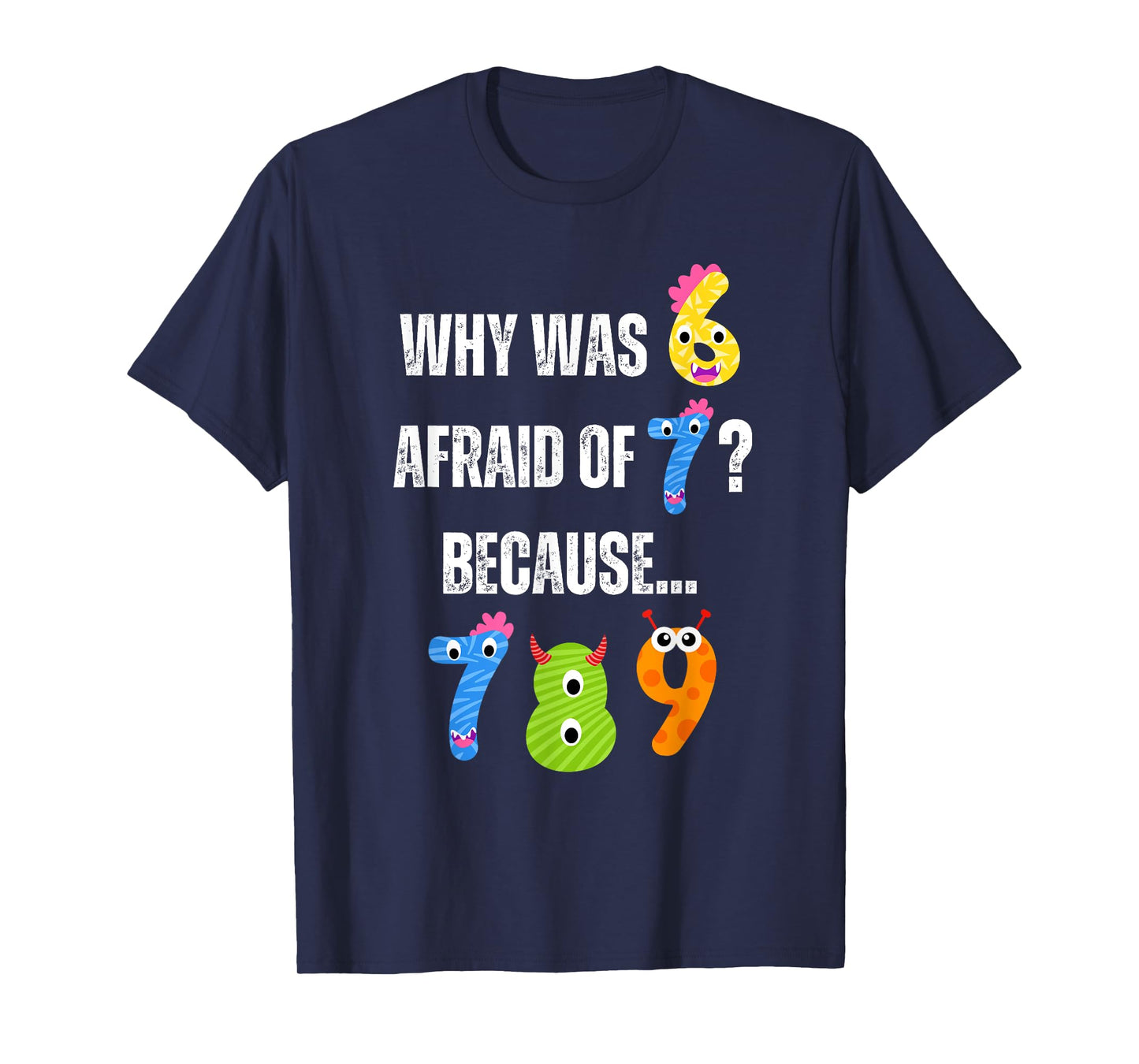 Why Was 6 Afraid Of 7 Joke Funny Maths Numbers Day Kids T-Shirt