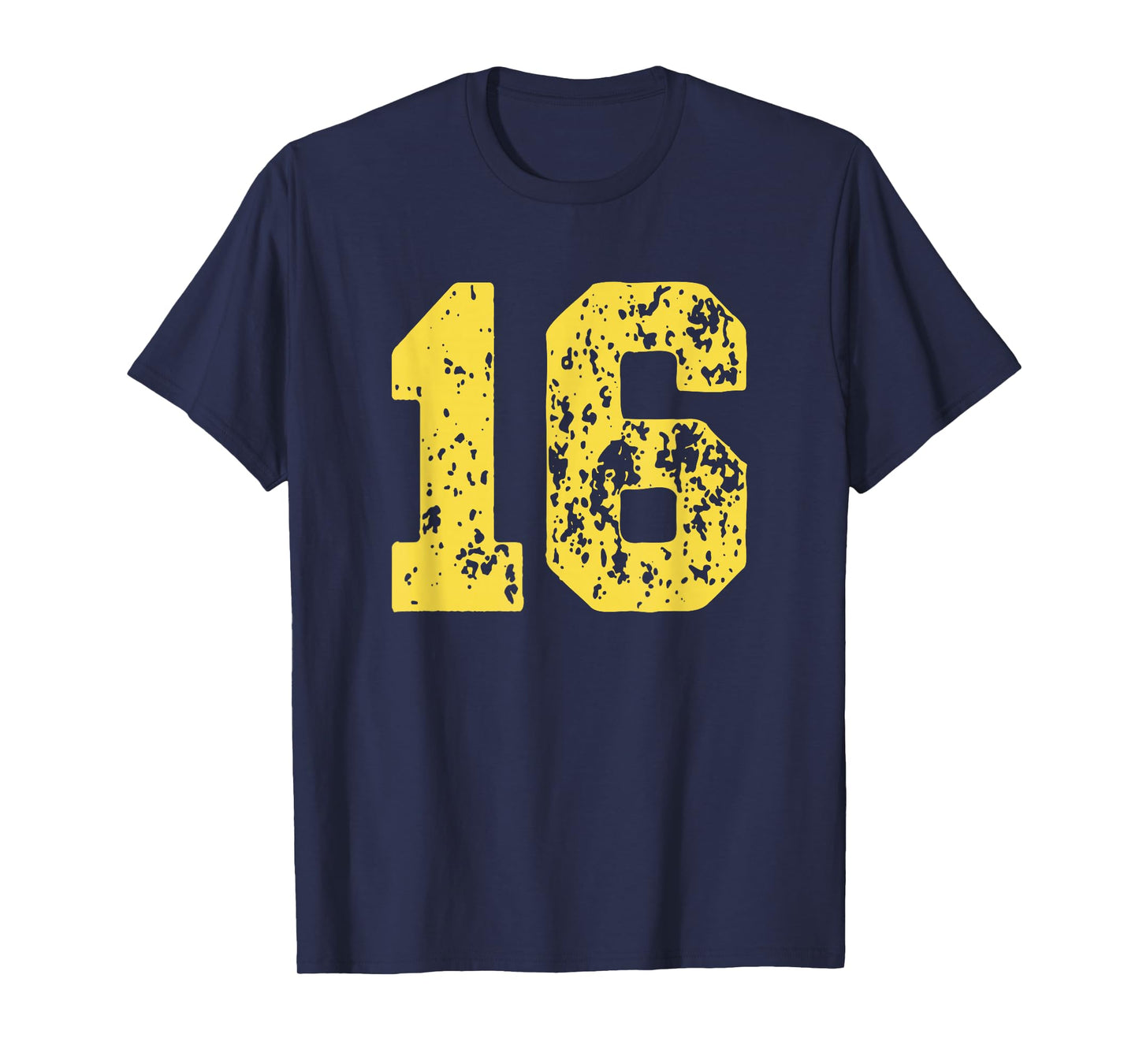 Number 16 Yellow Best Classic College Style Birthday T-Shirt
