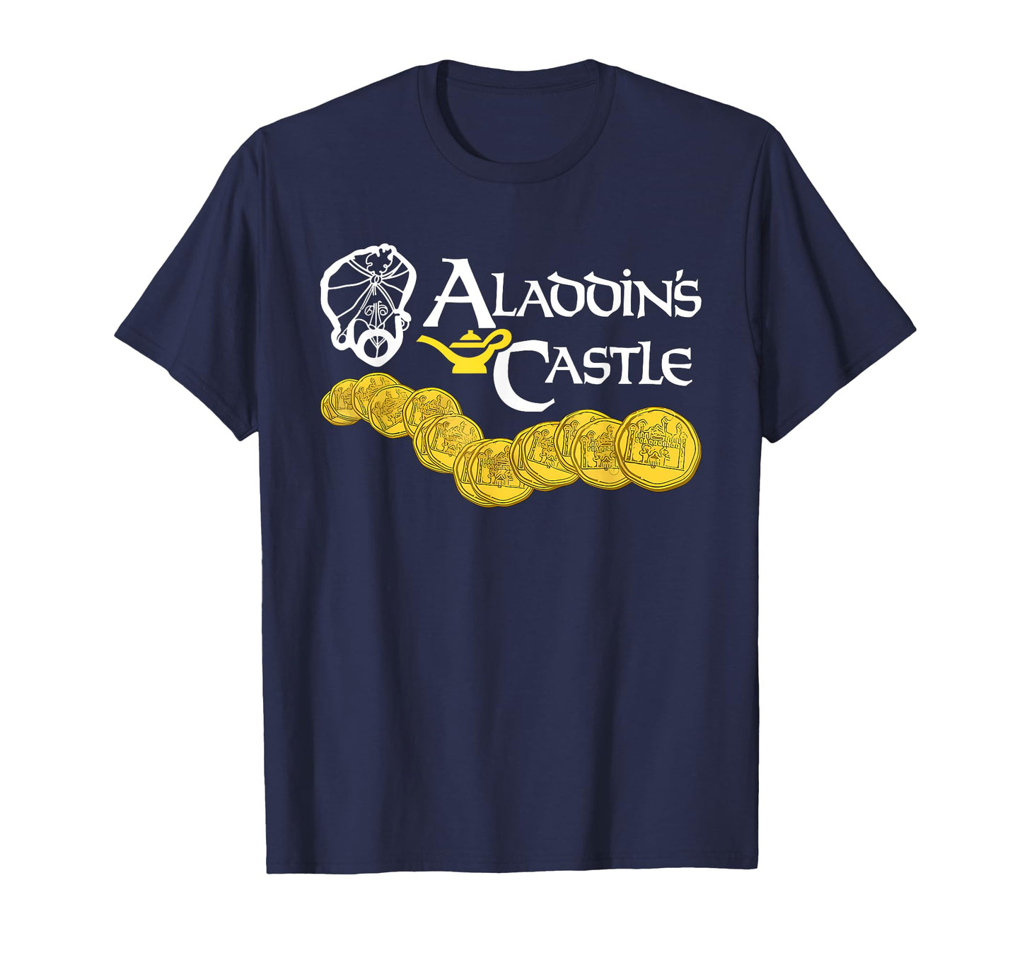 Aladdin's Castle Funny Quote T-Shirt - Unisex Adults - Black - Small - Short Sleeve - Classic Fit