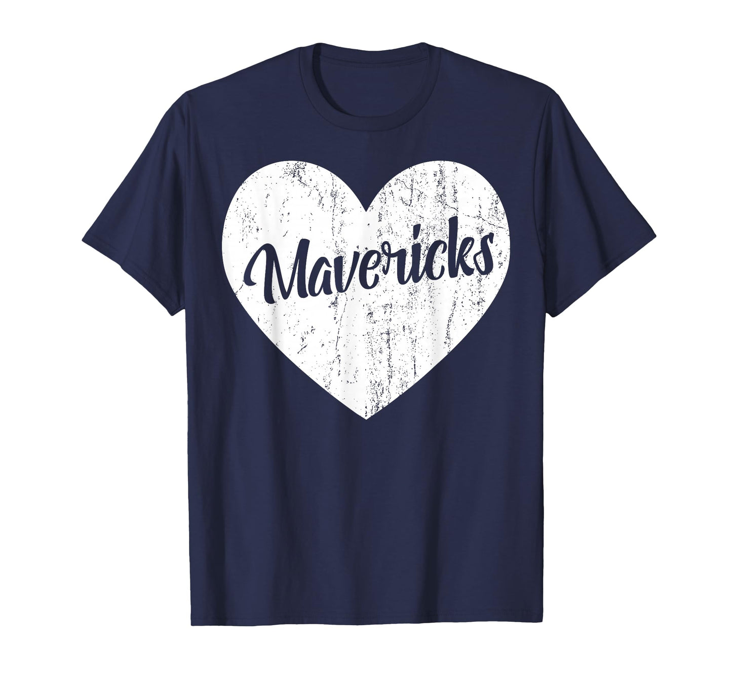 Mavericks School Sports Fan Team Spirit Mascot Heart Gift T-Shirt