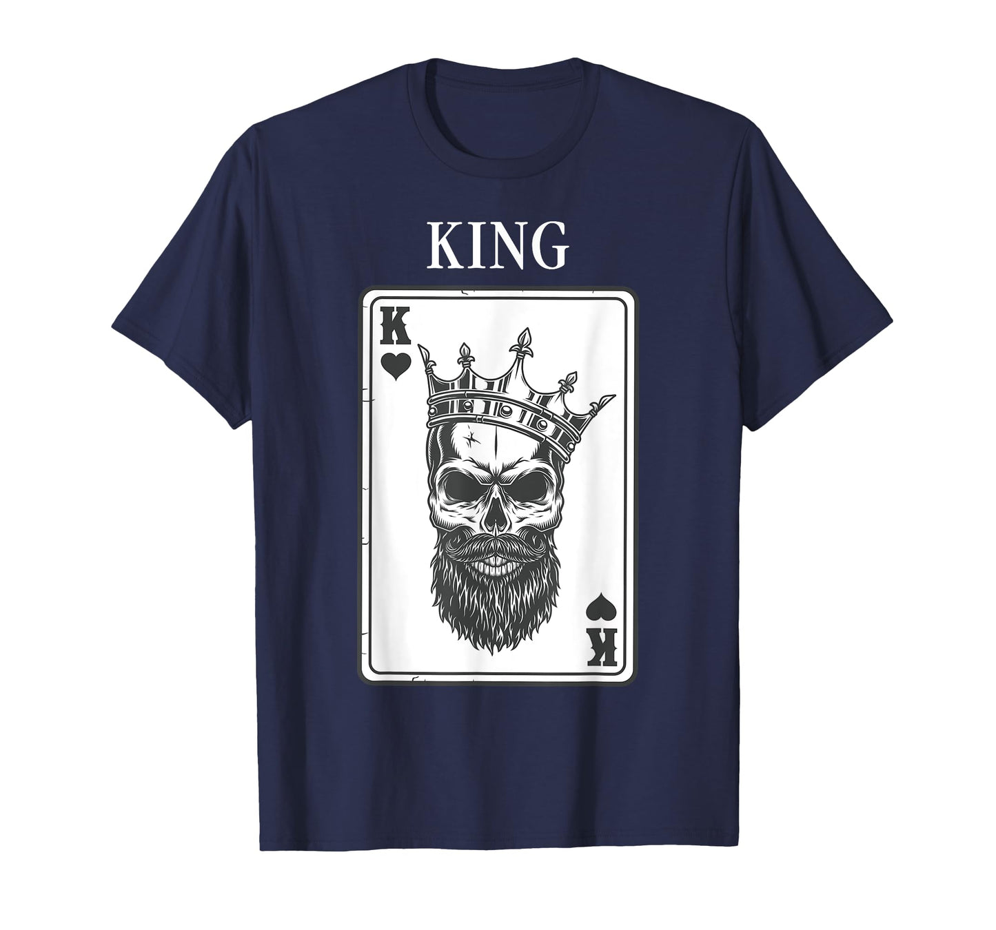 King And Queen Skull - 1/2 Card Hearts Flush Couple Matching T-Shirt