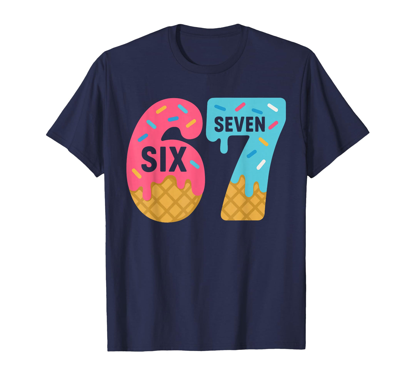 Six Seven Ice Cream Drip Cool Meme 67 Funny Dripping Kids T-Shirt