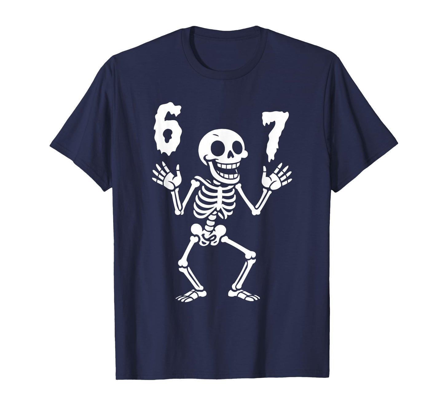 Funny Six Seven Skeleton Halloween 6 7 Meme T-Shirt