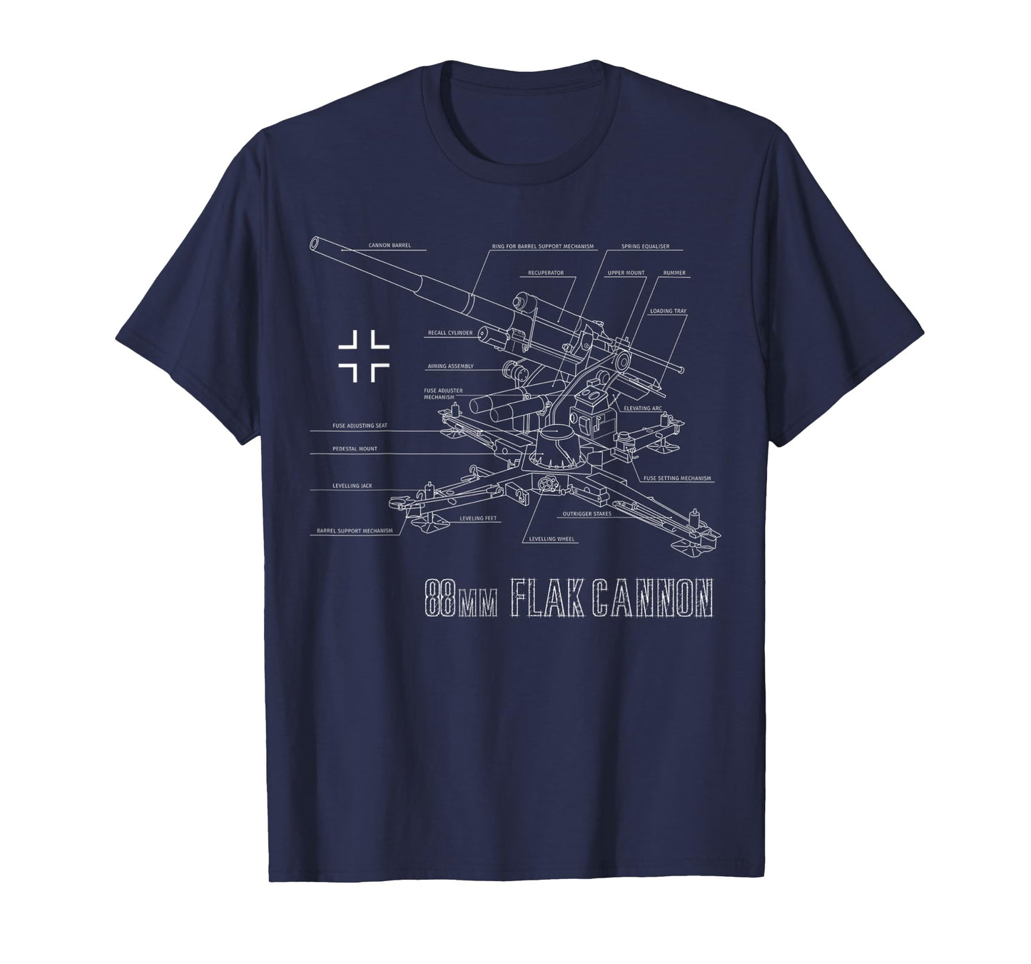 World War 2 German 88mm Flak 18/36/37/41 blueprint T-Shirt