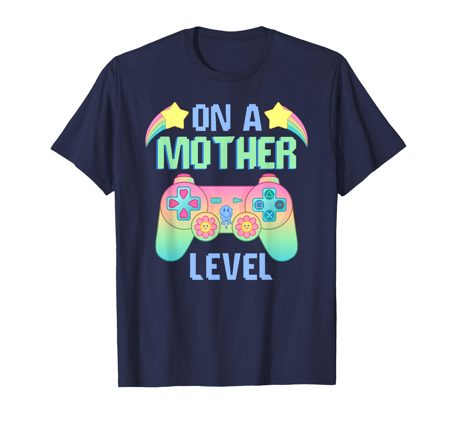 Funny Mothers Day On A Mother Level Gamer Mom Retro Gaming T-Shirt