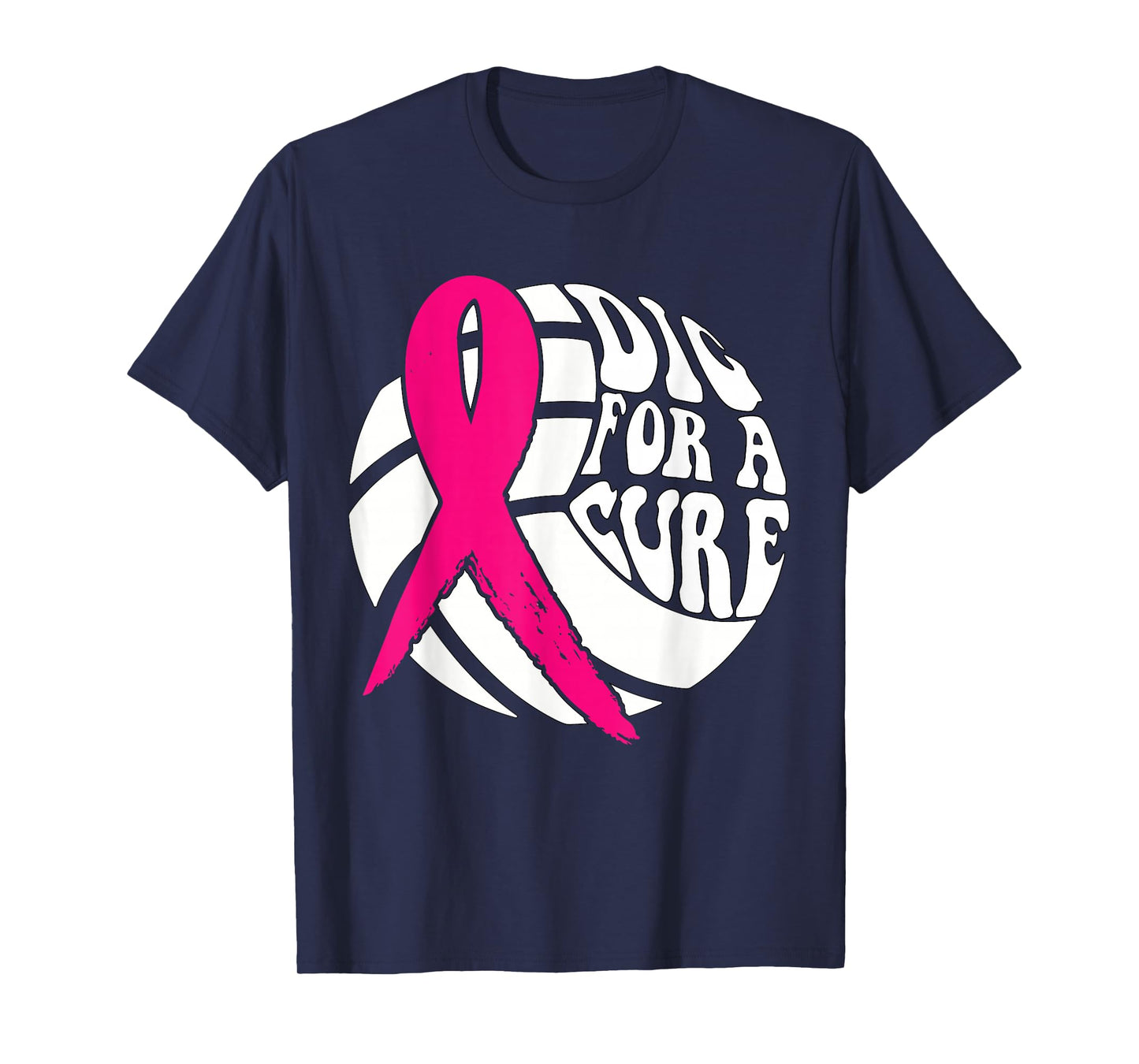 Dig For Cure Ribbon Volleyball Breast Cancer Awareness Pink T-Shirt