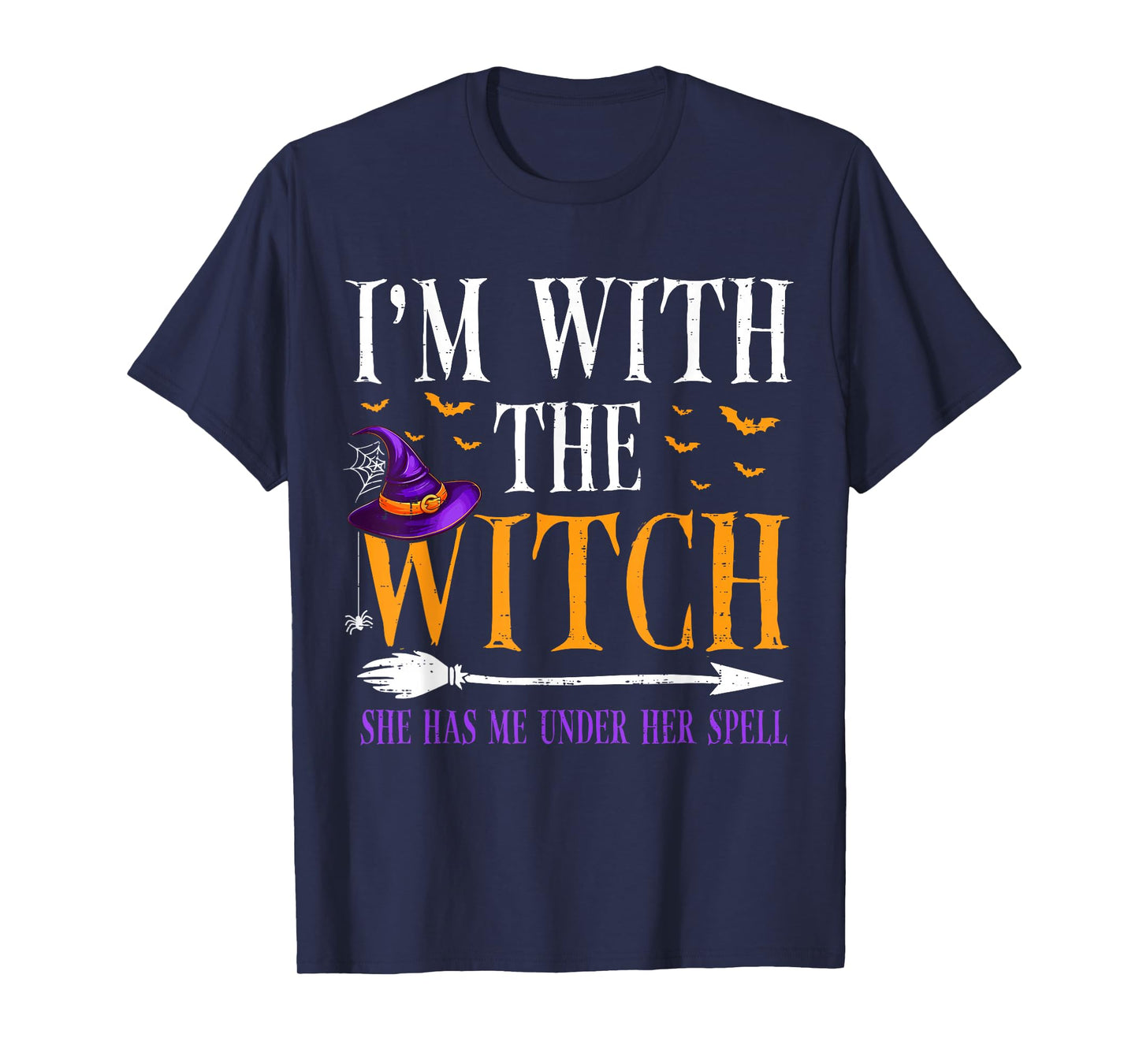 Funny Halloween Matching Couples Costume I'm with The Witch T-Shirt