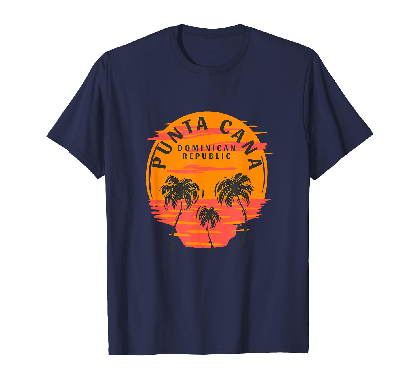 Retro Punta Cana Dominican Republic Palm Trees Sunset Skull T-Shirt