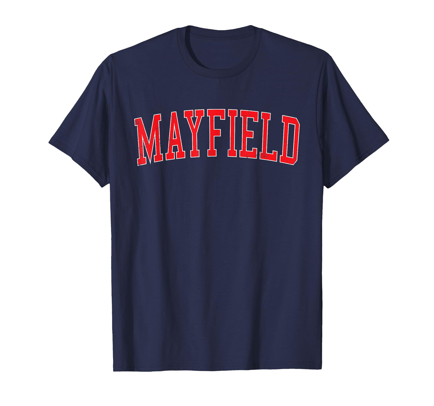 Vintage Mayfield KY Distressed Red Varsity Style T-Shirt