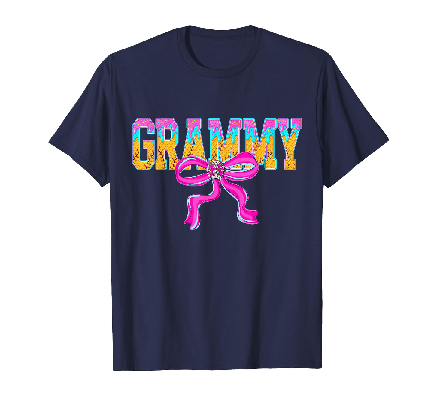 Baseball Grammy Ice Cream Drip Game Day Family Matching T-Shirt