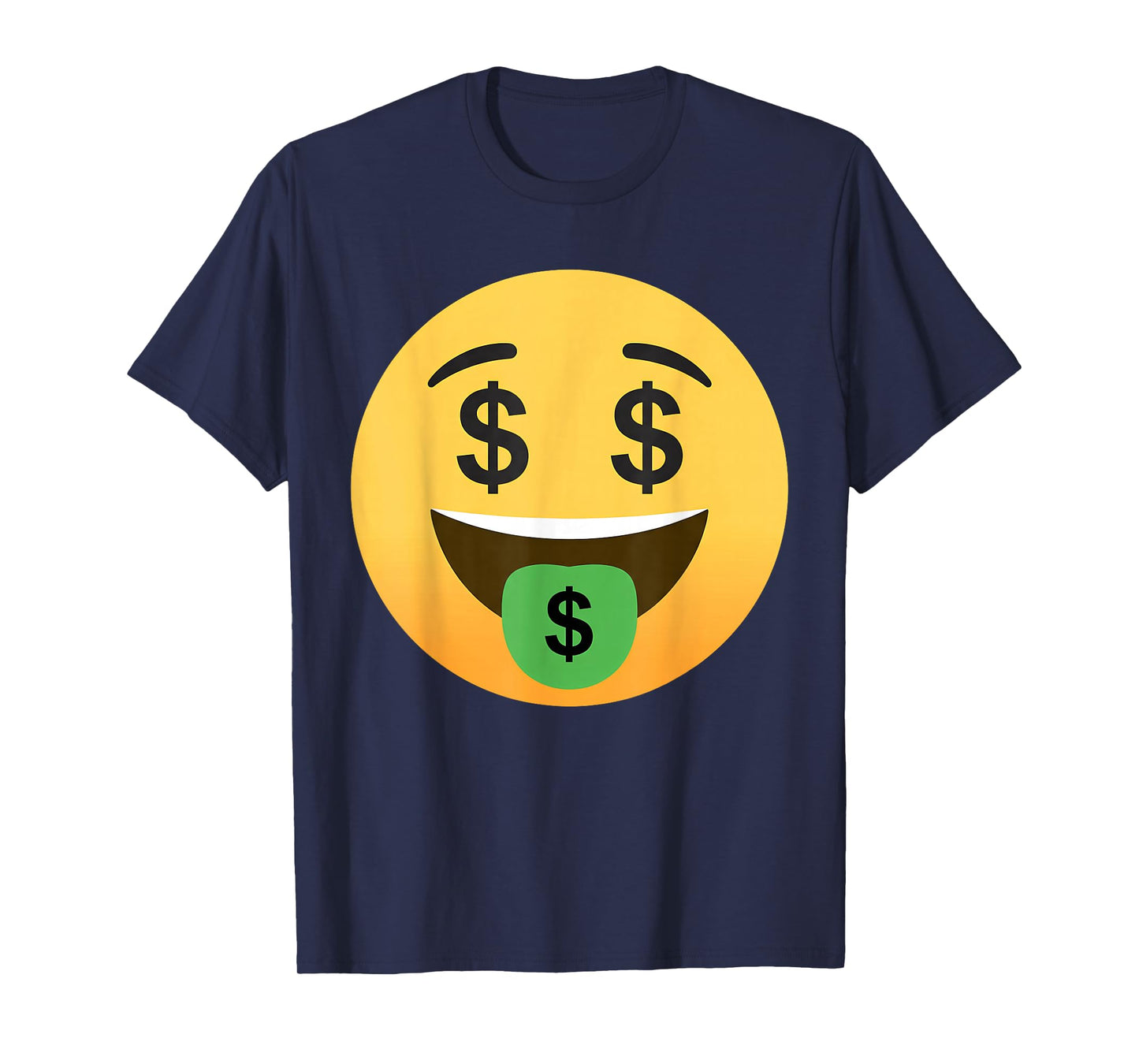 Funny Emoticon Dollar Mouth Face with Money Sign Eyes Rich T-Shirt