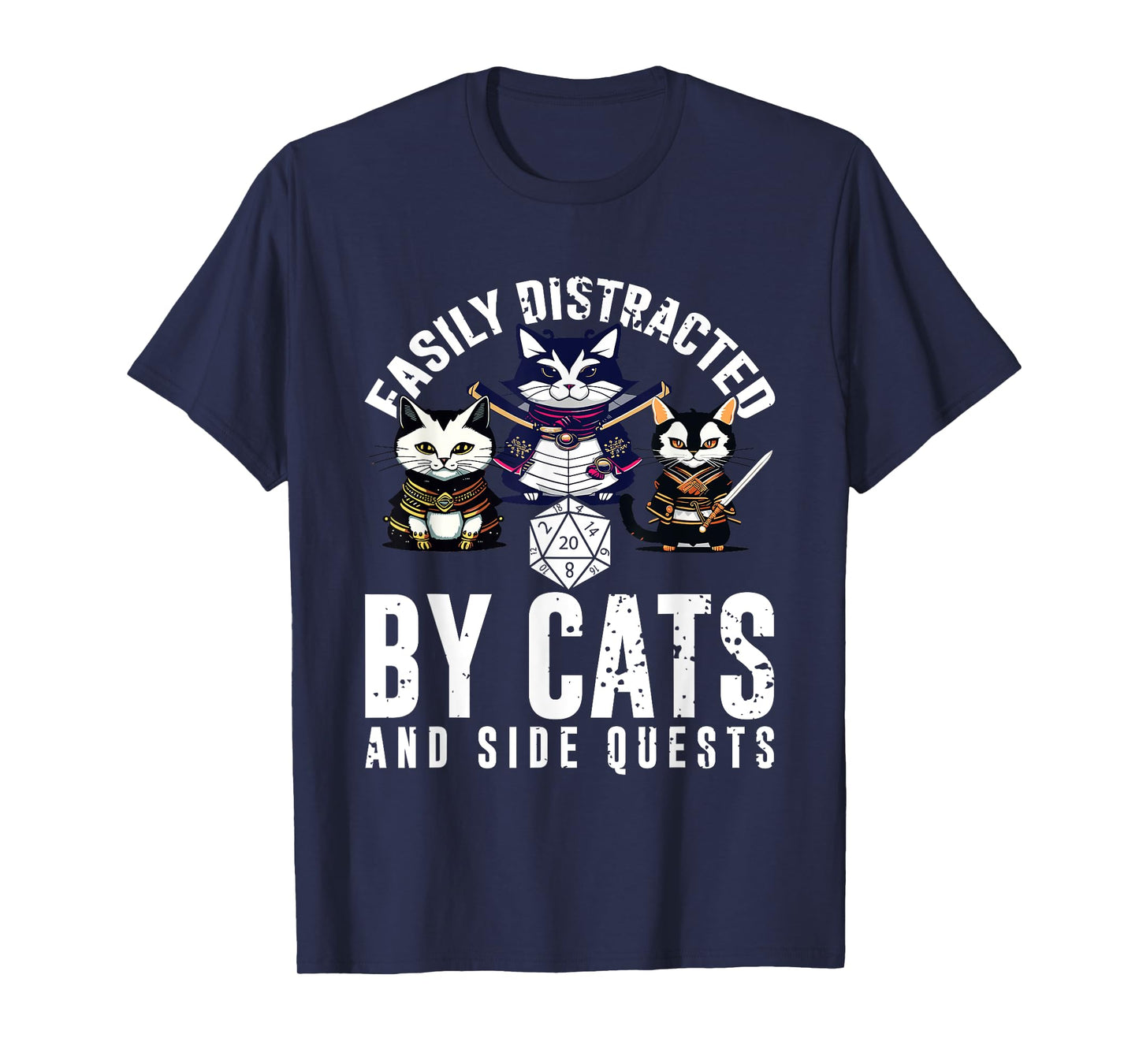Cats Side Quest Easily Distracted Side Quests Gaming Dice T-Shirt