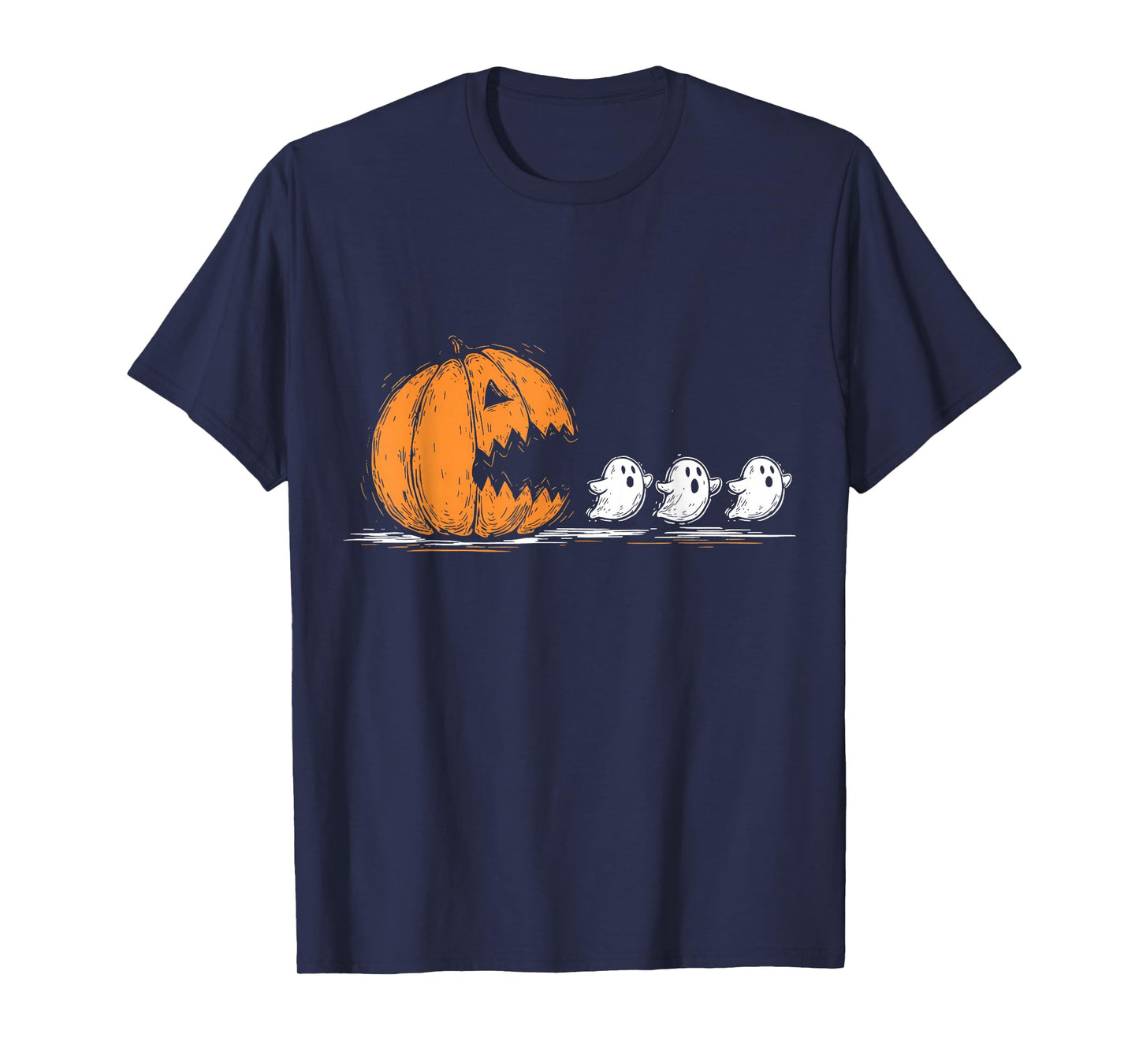 Halloween Funny Gamer Pumpkin Eating Ghost Spooky Men Women T-Shirt
