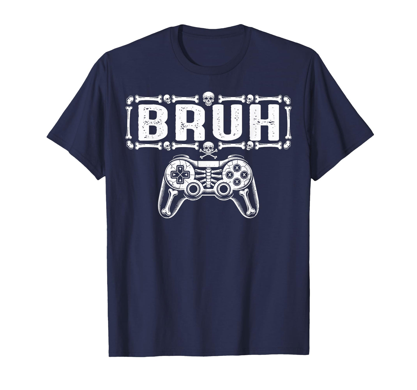 Halloween Skeleton Gamer Bruh Funny Video Gaming Boys Kids T-Shirt