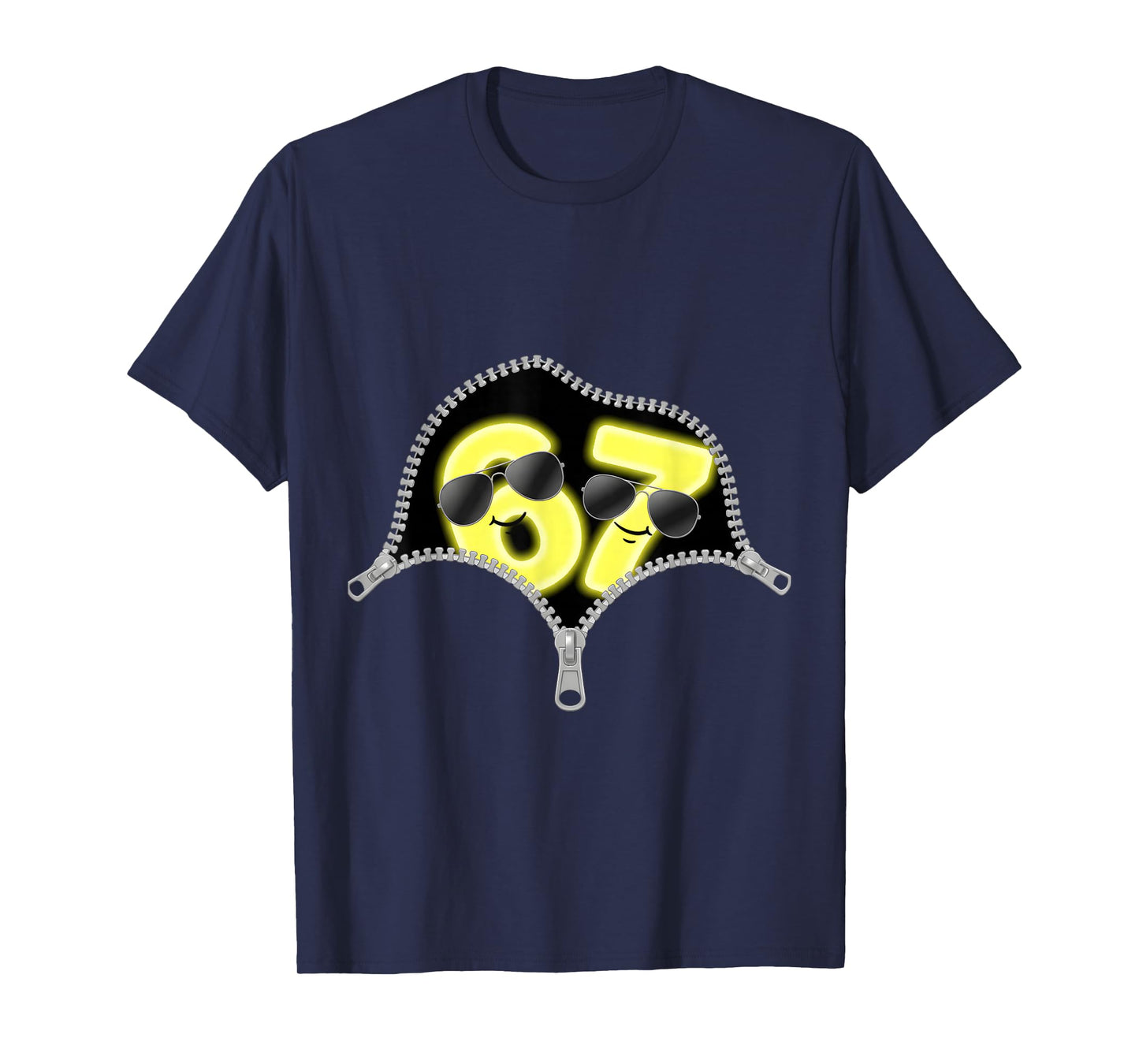 67 Joke Meme Zipper Six Seven Viral Trend Gen Alpha Slang T-Shirt