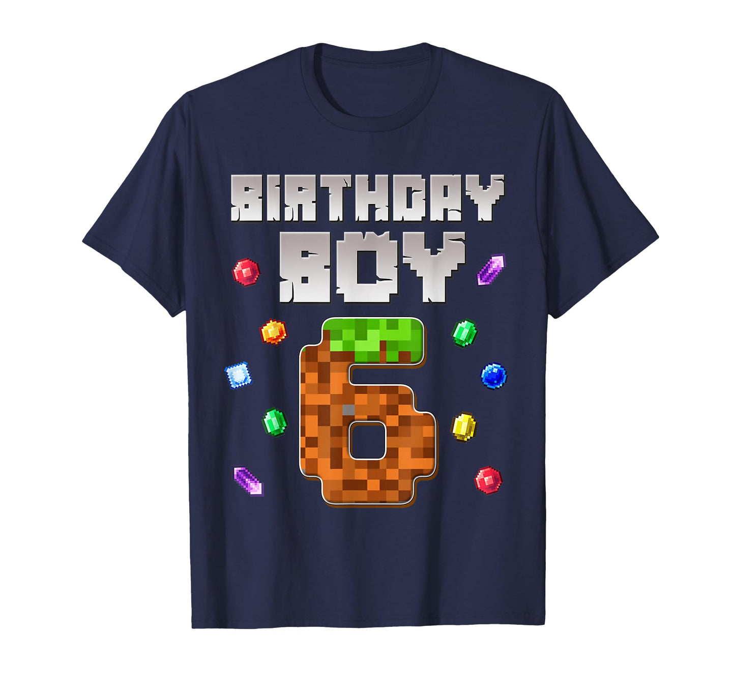 Birthday Boy Kids 6th Birthday 6 Year Old Gamer Pixel T-Shirt