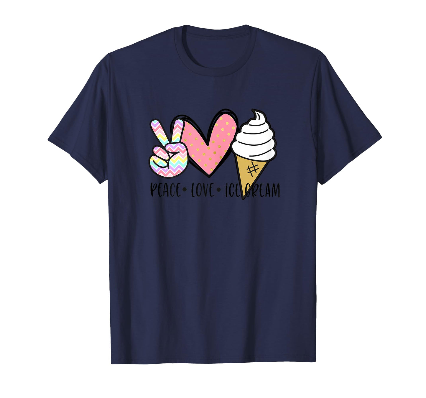 Peace Love Ice Cream Cute for Girls Teens Women Summer T-Shirt