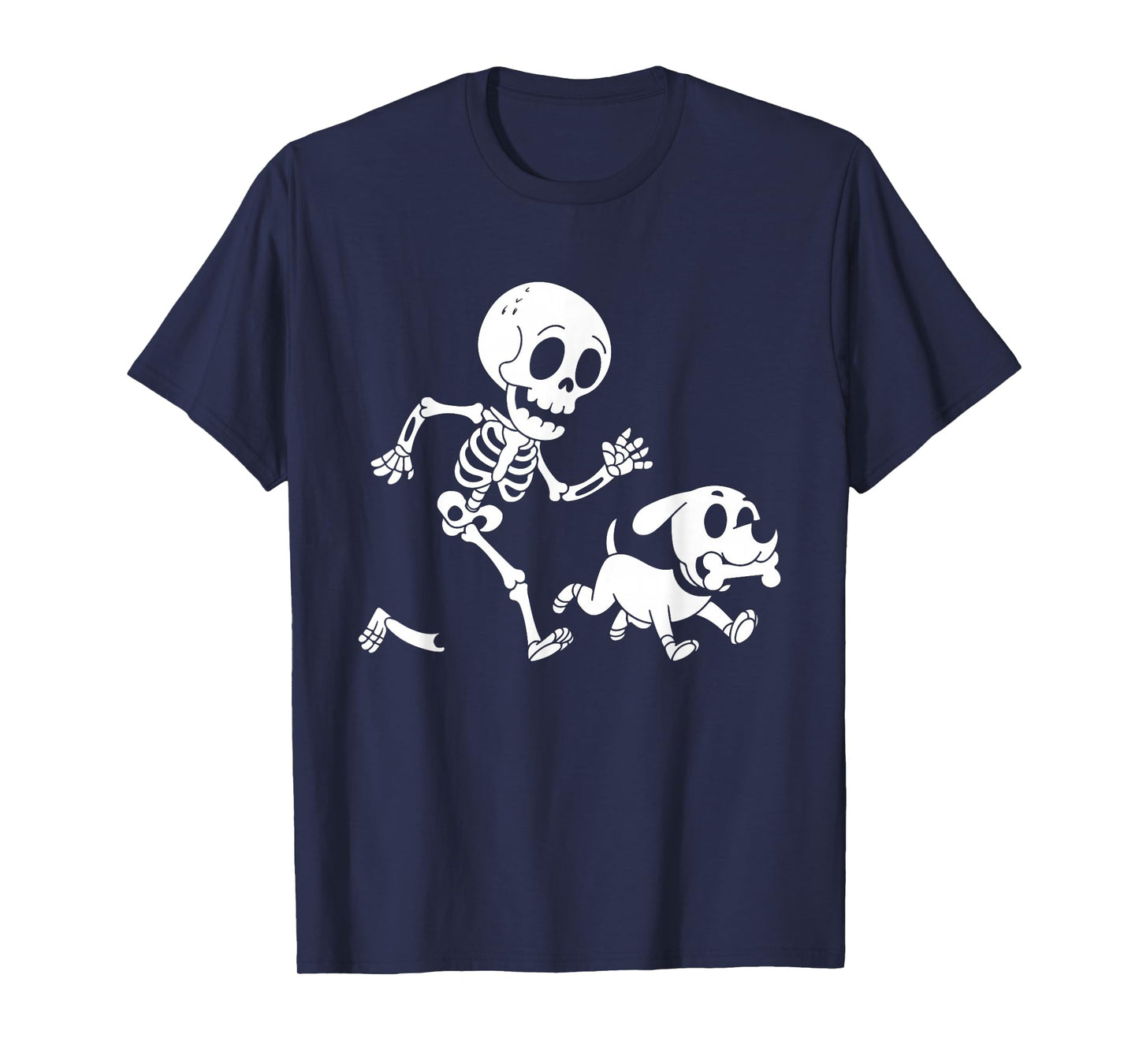 Skeleton With Dog Halloween Funny Humor Joke Men Women Kids T-Shirt