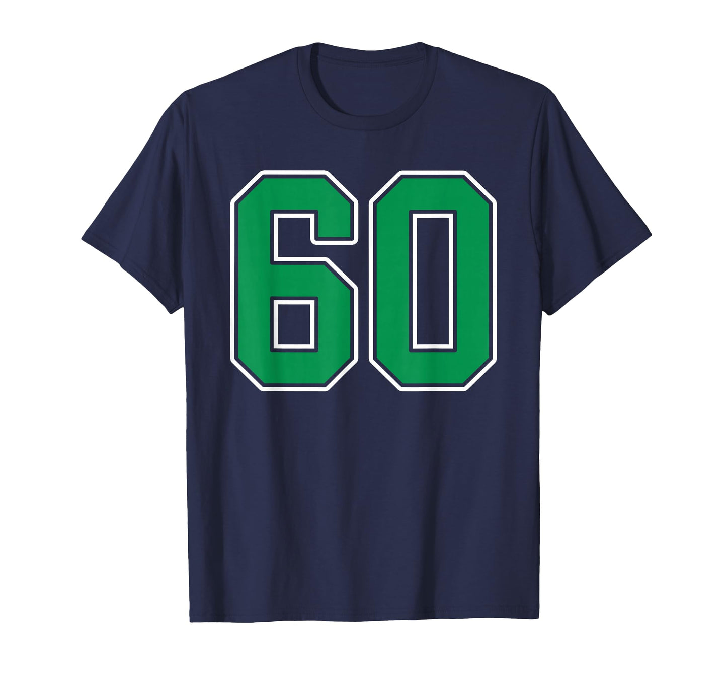 Kelly Green White Number 60 Jersey Player Uniform #60 T-Shirt