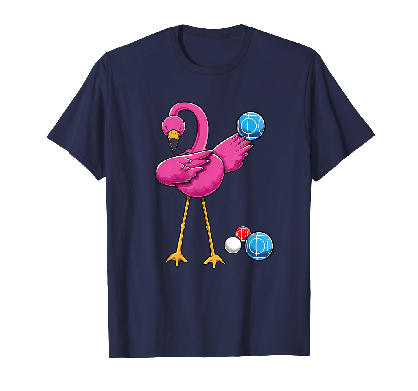 Cute Dabbing Flamingo Bocce Ball Player Boccie Girls Bocci T-Shirt