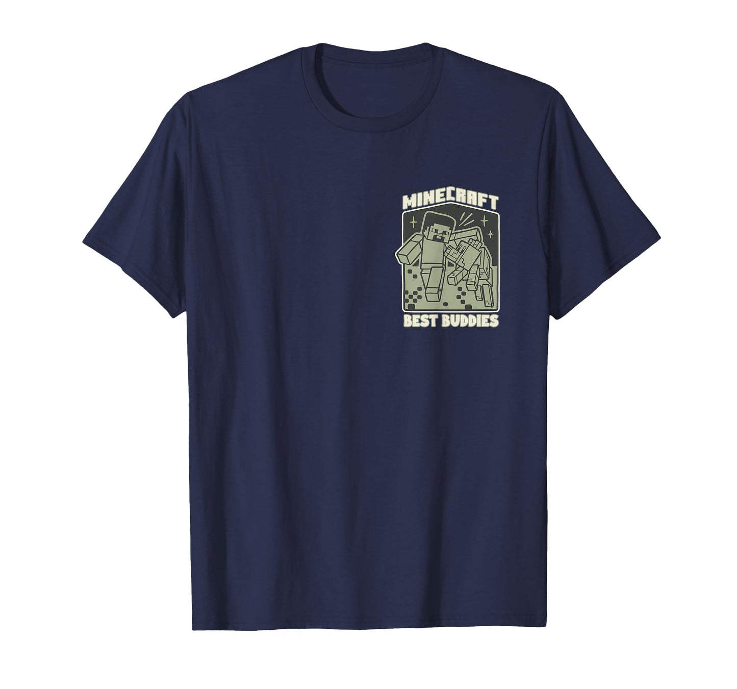 Minecraft Steve and Dog Best Buddies Left Chest T-Shirt