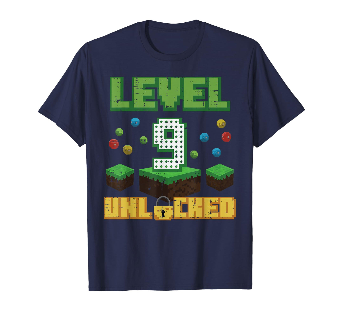 Level 9 Unlocked Pixel Gamer 9th Birthday Gaming Boys Kids T-Shirt