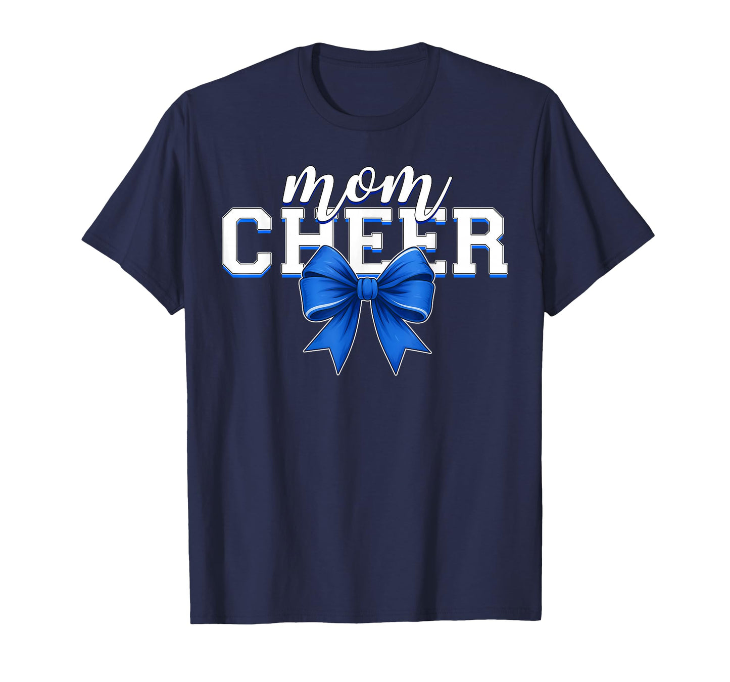 Cheer Mom Blue Bow Cheerleader Competition Game Day T-Shirt