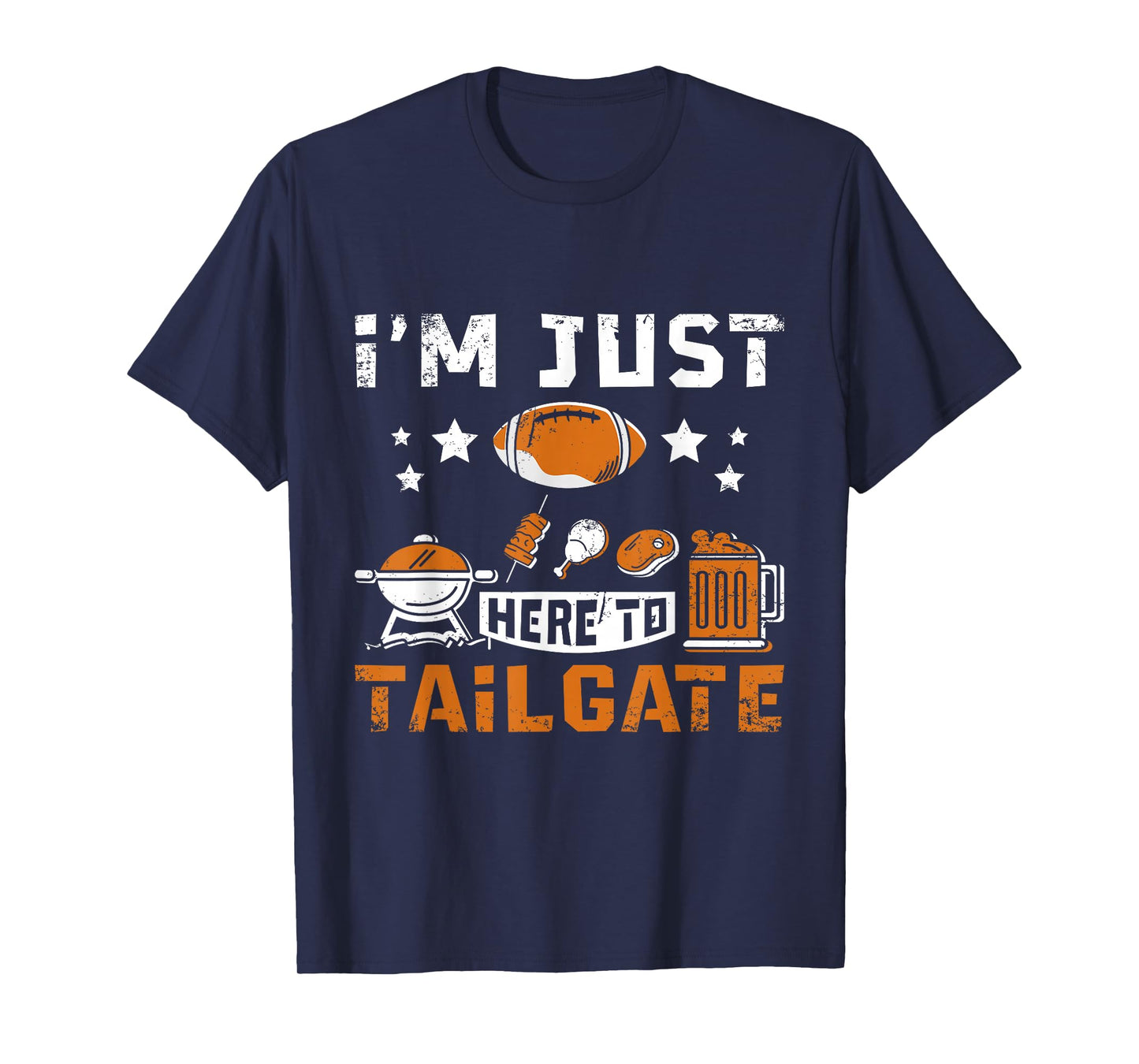 Football Fan Tailgate Party Sports Apparel I'm Just Here to Tailgate T-Shirt - Black, Small, Unisex-Adults, Short Sleeve, Classic Fit, Cotton 60% Polyester 40%