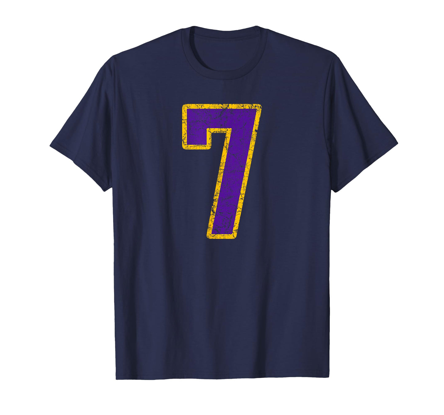 Purple Gold Number 7 Jersey Player Uniform #7 Grunge T-Shirt