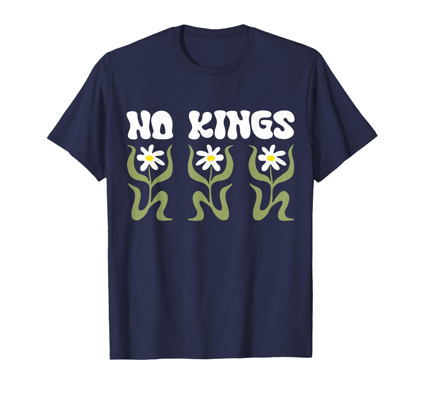 T Shirts for Women No Kings Day Retro Floral Lovers America T-Shirt