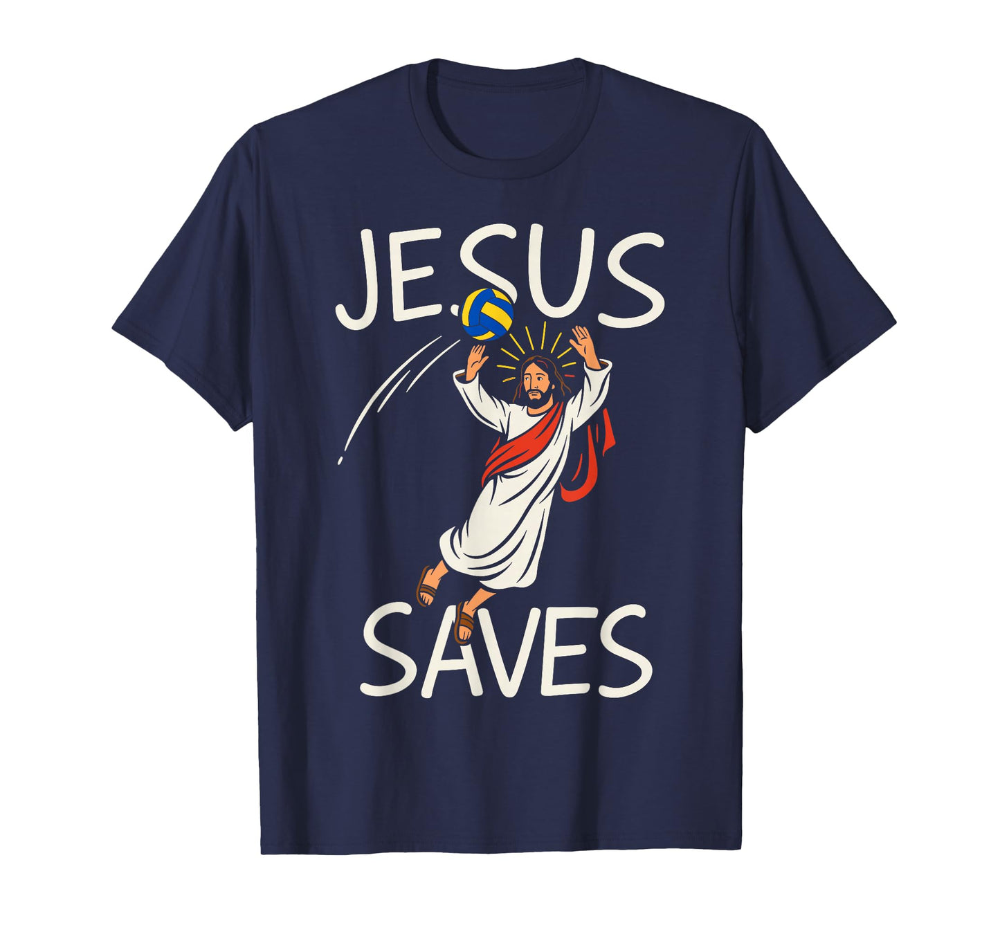 Funny Jesus Saves Volleyball Christian Joke Tee Player Coach T-Shirt