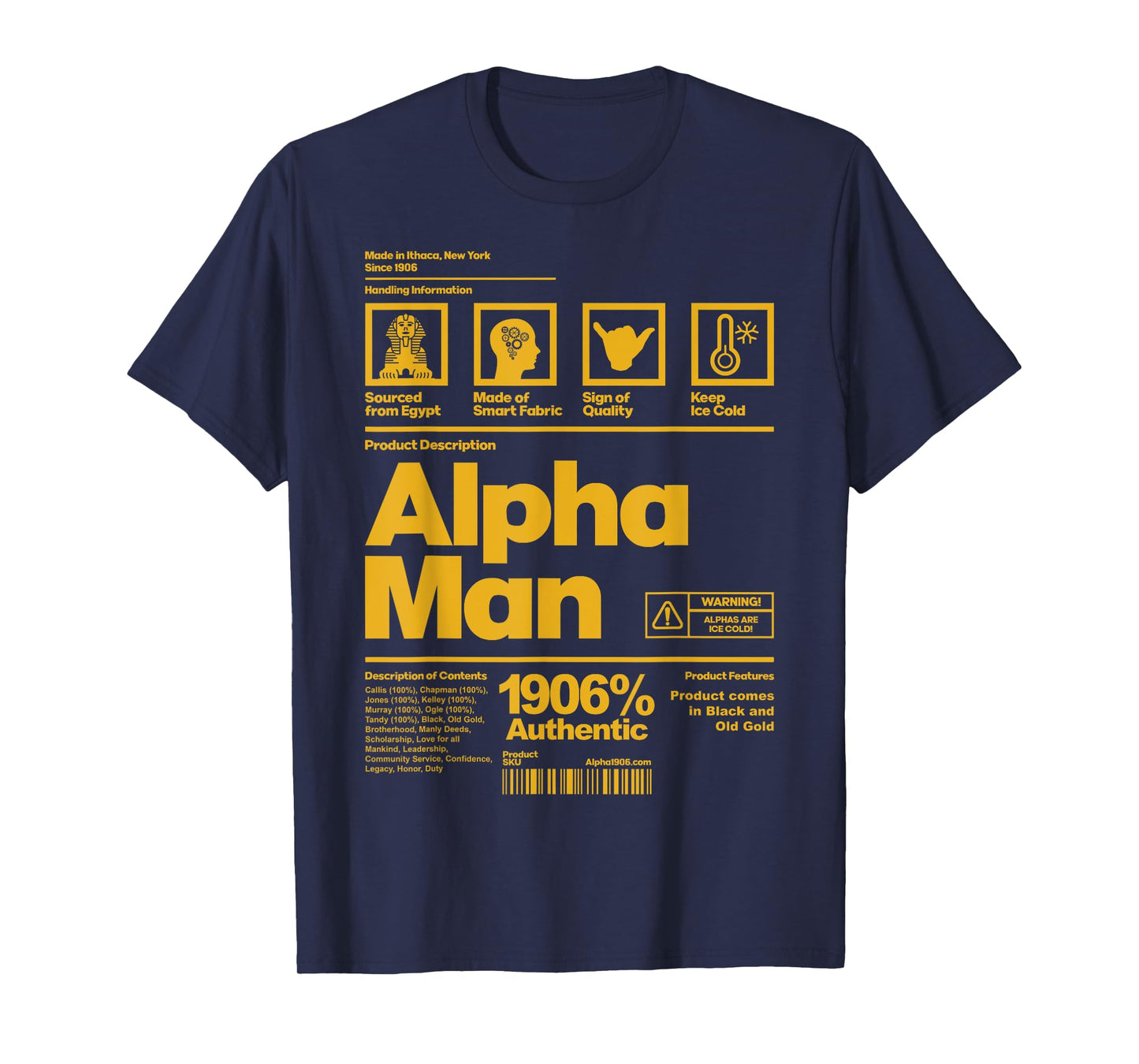 Mens Alpha African 1906 Fraternity Information Description T-Shirt