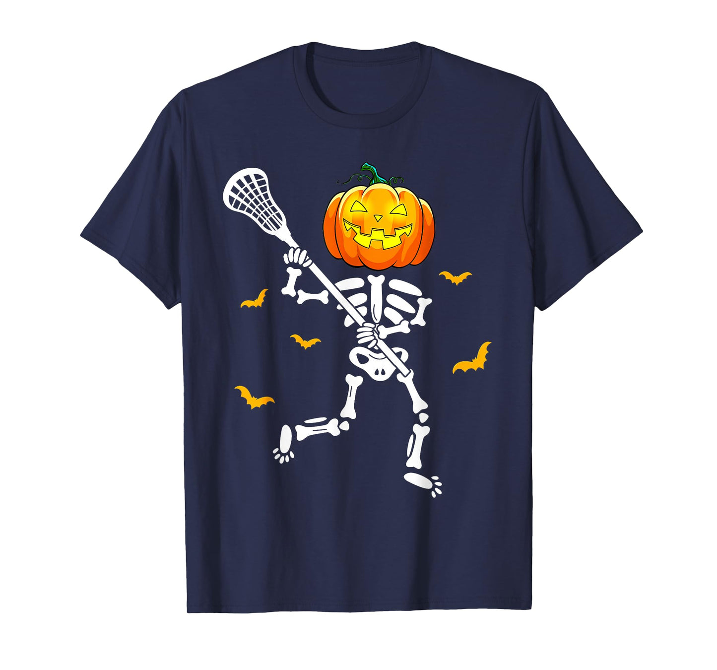 Pumpkin Skeleton Lacrosse Halloween T-Shirt