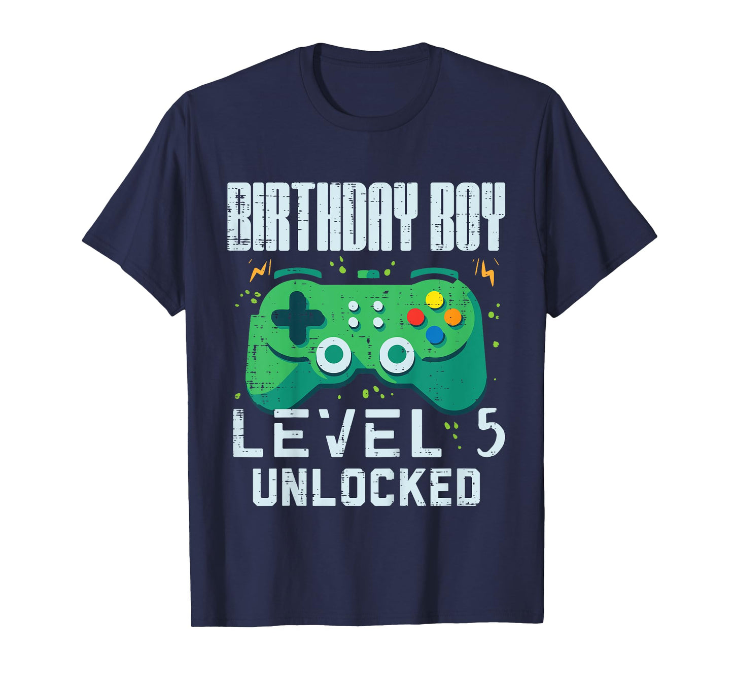 Kids Birthday Boy Level 5 Unlocked Gamer Controller 5th Bday Boys T-Shirt