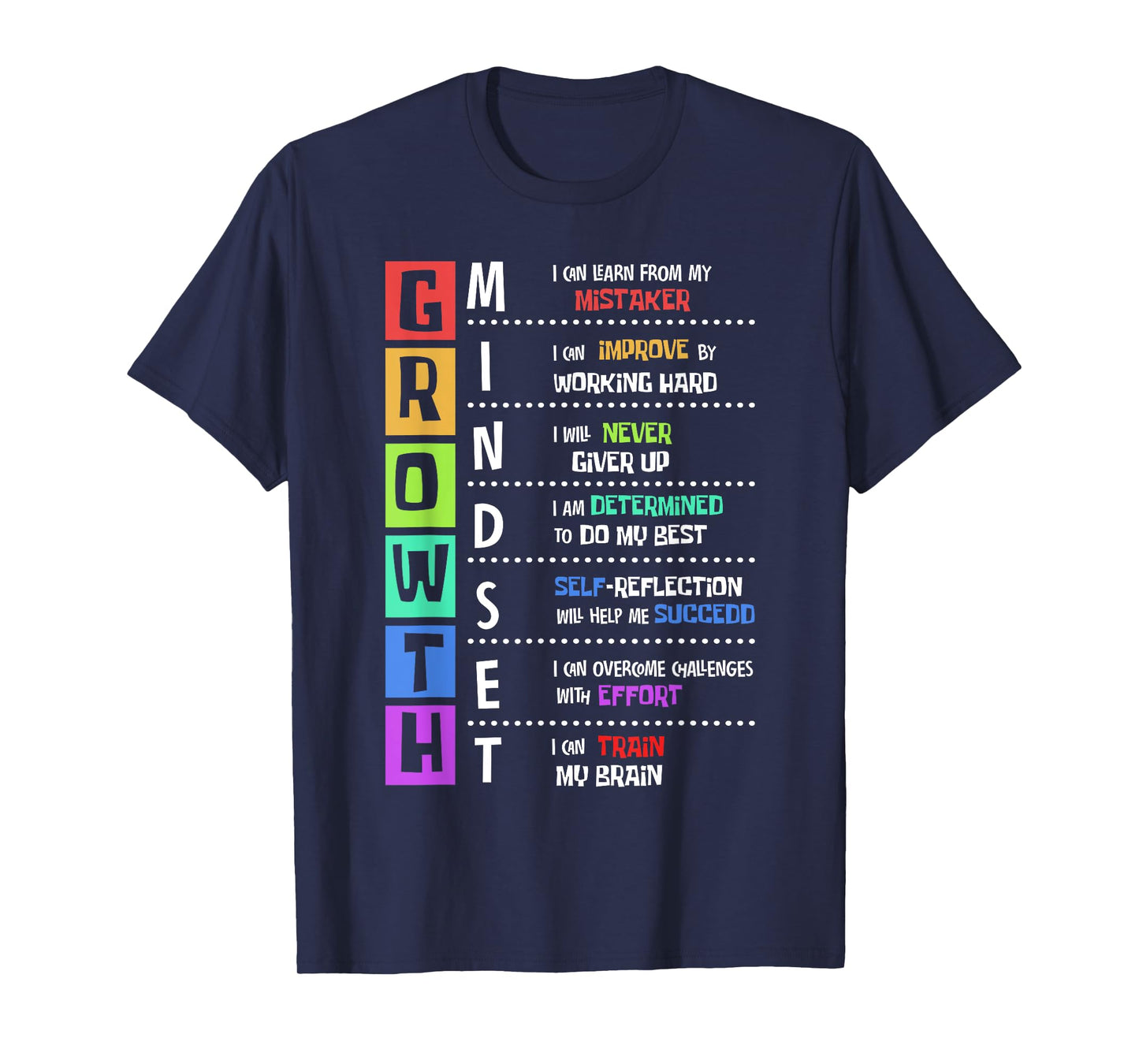 Growth Mindset Positive Motivational Classroom Teacher Learn T-Shirt