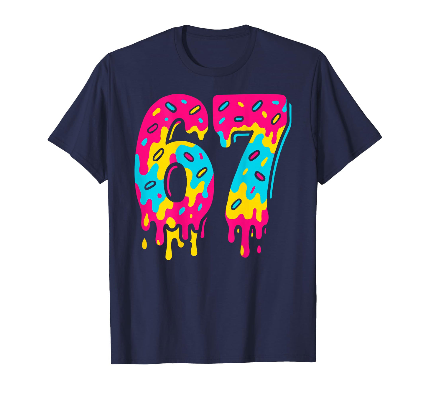 Six Seven Ice Cream Drip 67 Meme Gen Alpha Slang (On Back) T-Shirt