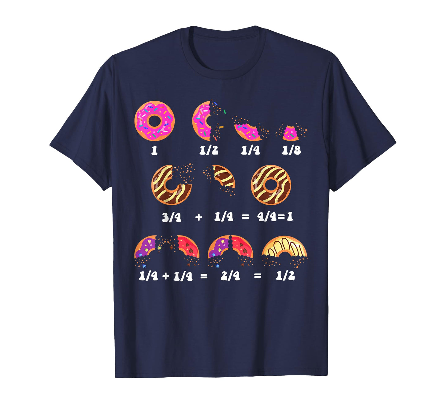 Maths Day Costume Idea Kids Teachers Donut Fraction Math T-Shirt