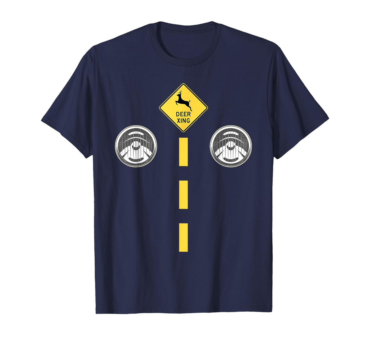 Deer Headlights with Road Markings Couples Costume Halloween T-Shirt