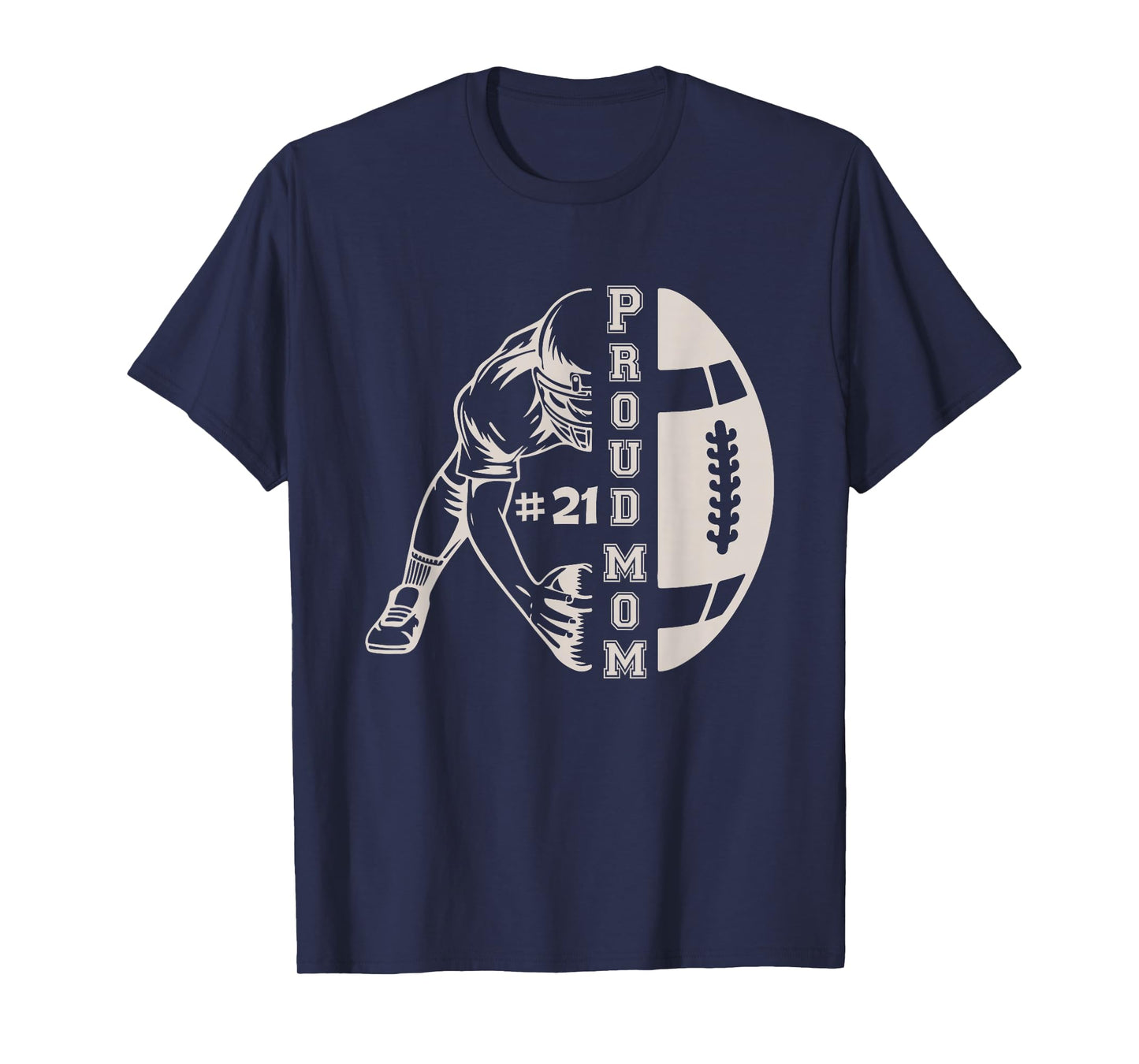 Customized Proud Football Mom Number 21 Player Game Day T-Shirt