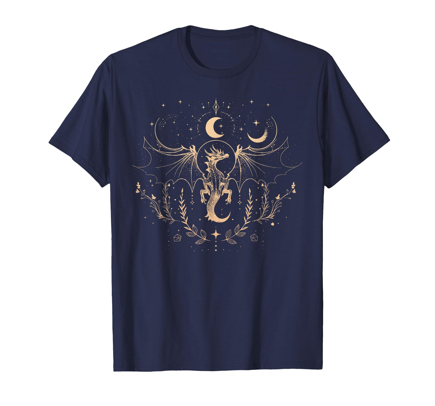 Celestial Floral Dragon Moon Mystical Fairycore Astrology T-Shirt
